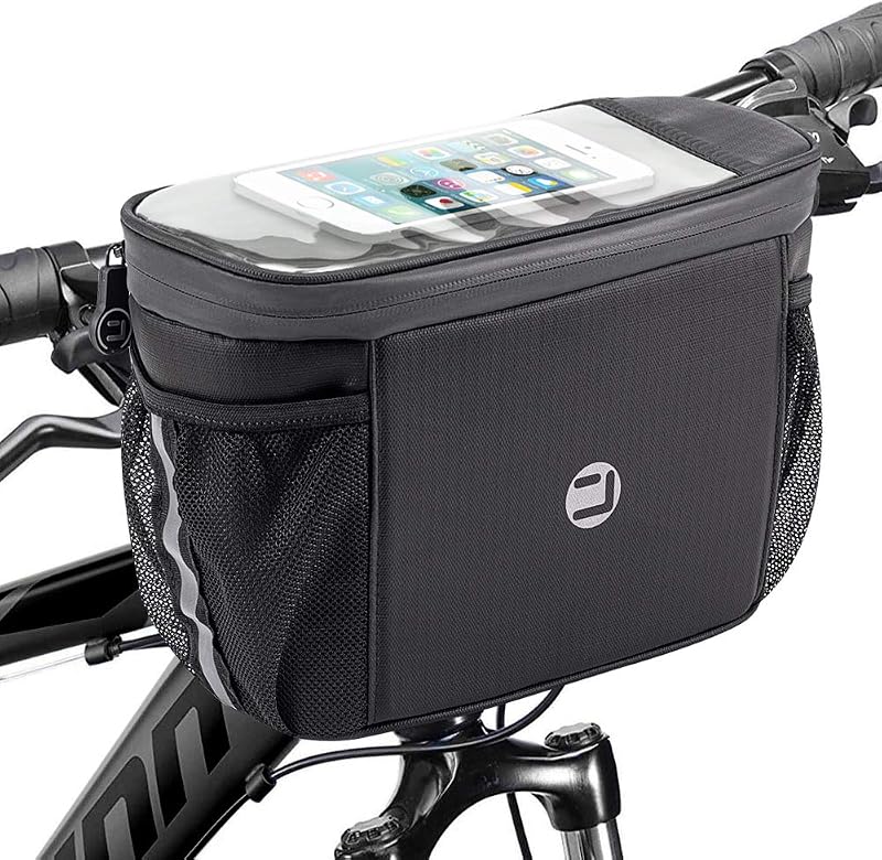 WOTOW Bike Handlebar Insulated Bag, Front Phone Touchscreen Bicycle Cooler | Insulation Bicycle Frame Bag, Strap On, Front Phone Bag Cooler Storage Pouch for Outdoor Hiking Travel