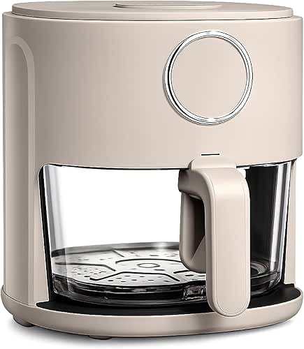 COOK WITH COLOR Colorful 1200W 4Qt Air Fryer: Glass Basket,