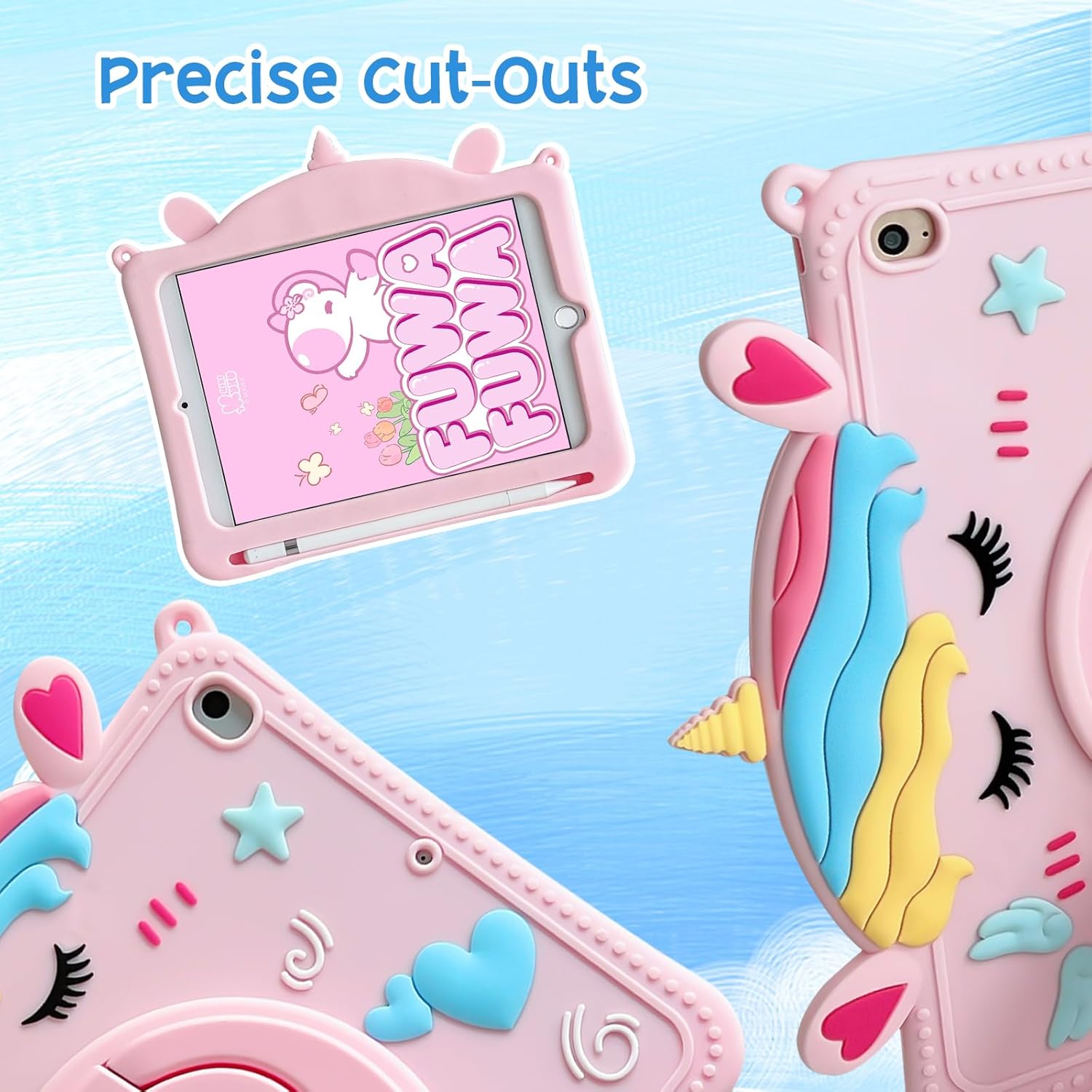 Kids Case for Apple iPad A16 11" 11th 10th Gen 10.9" 2025 2022, Cute Design EVA Kickstand Heavy Duty Shockproof Kids Friendly Bumper Case with Shoulder Strap Cover for iPad 11th 10th Gen, Pink Unicorn