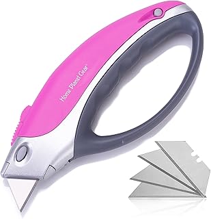 Sponsored Ad - Pink Box Cutter Retractable Utility Knife - Heavy Duty Box Cutter Knife Cardboard Cutter - Box Opener Razor...