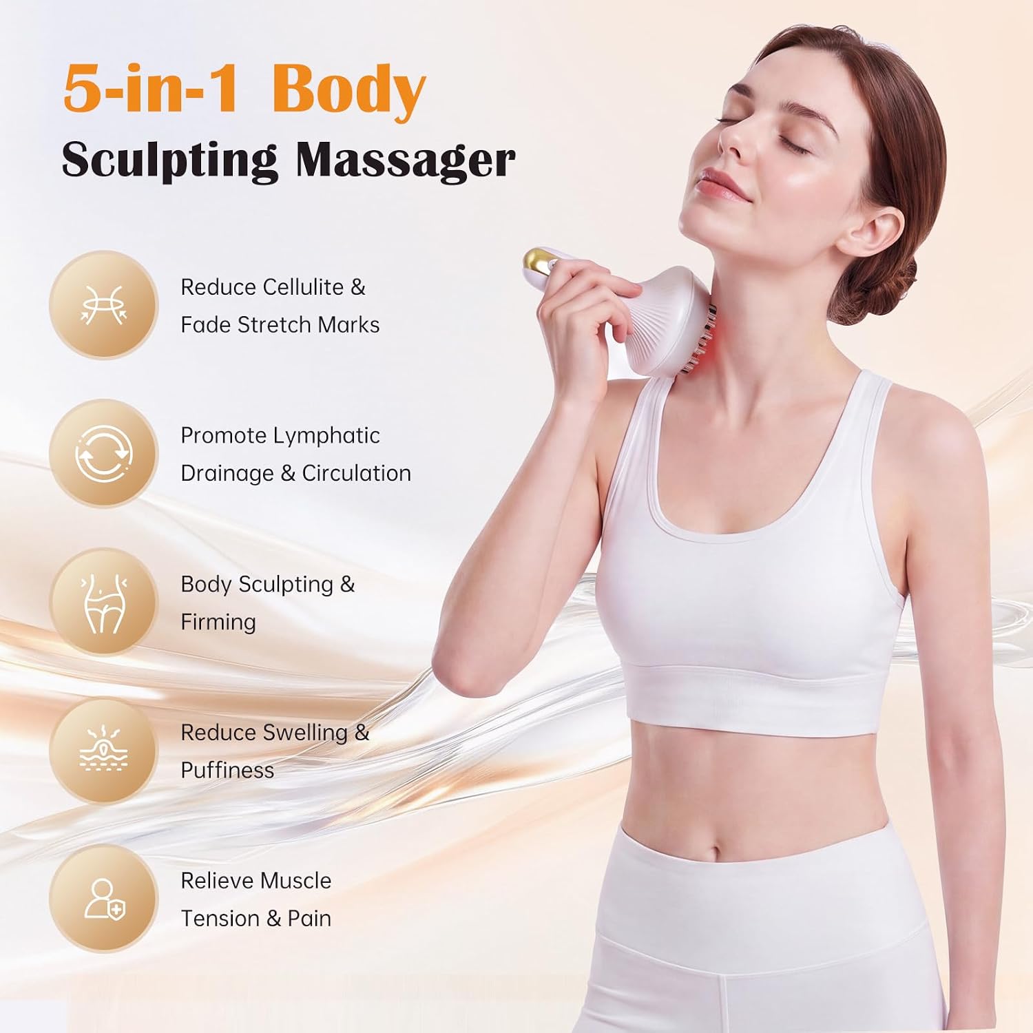 Upgraded 3-in-1 Body Sculpting Machine, Lymphatic Drainage Massager & Anti Cellulite Massage Tool,Helps Reduce Stretch Marks & Cellulite,for Belly, Arms & Legs