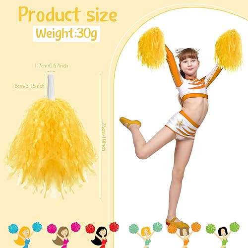 Miniatura 8 de Meooeck 80 pompones de animadora con asas, pompones de animadora de plástico para decoración de fiesta de animadora para niños y adultos