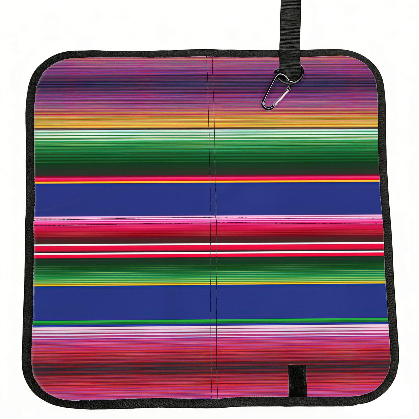 SDEGTHO Colorful Mexican Stripes Printed Foldable Seat Pad with Closure, Lightweight Cushion for Airplane Travel Camping