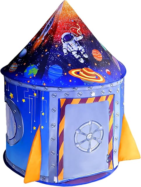 Nicecastle Play Tent for Boys Girls Kids,Rocket Ship Astronaut Spaceship Space Castle Playhouses Indoor Outdoor Game Party Birthday Gifts Bed Toy Toddler Pop Up Tunnel Foldable Tent for Baby Children