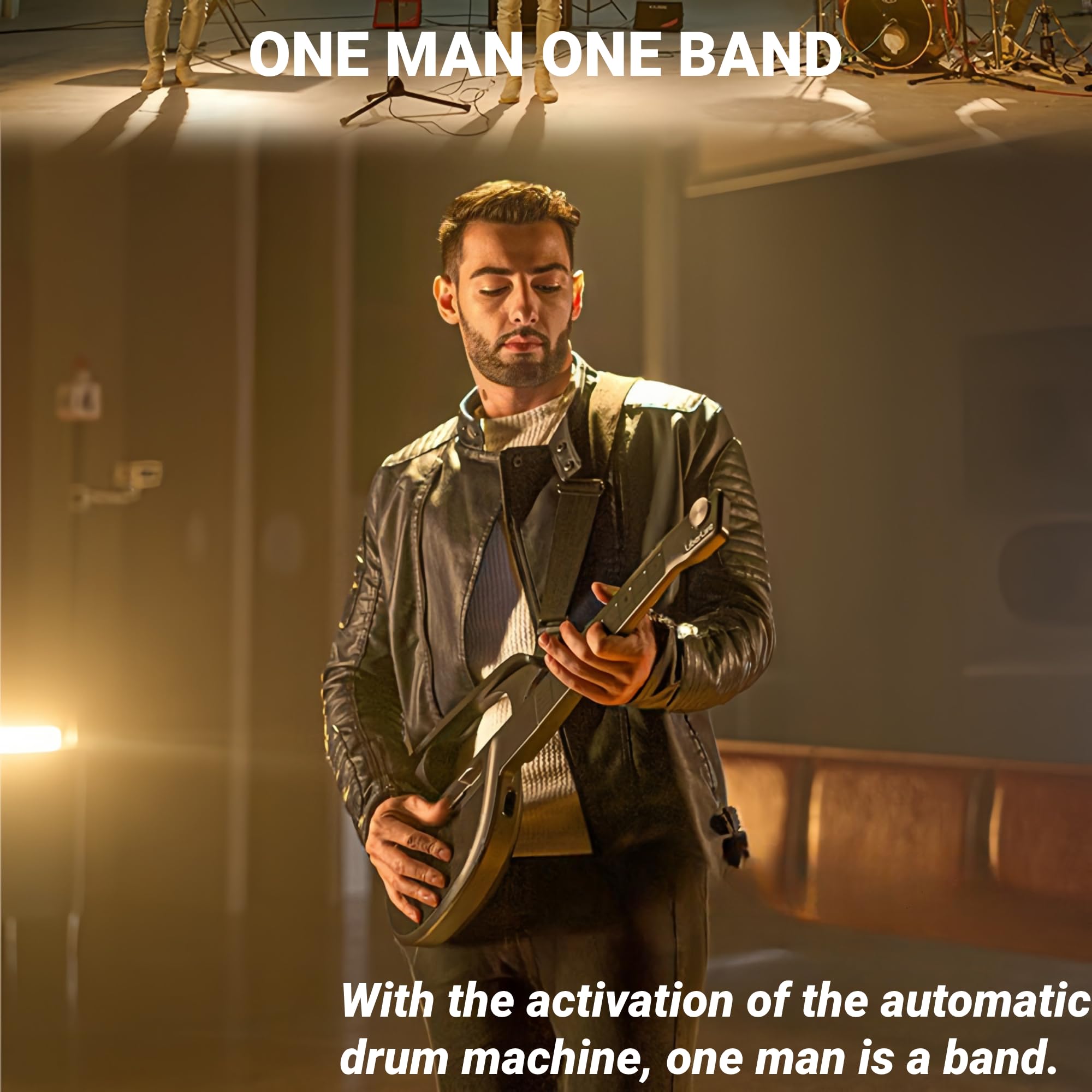 Elektroniczna Gitara Bez Strun, Cicha Gitara Podróżna z interaktywną partyturą Aplikacji APP, Automatyczny Akompaniament Akordowy, Przenośna Inteligentna Gitara Elektryczna dla