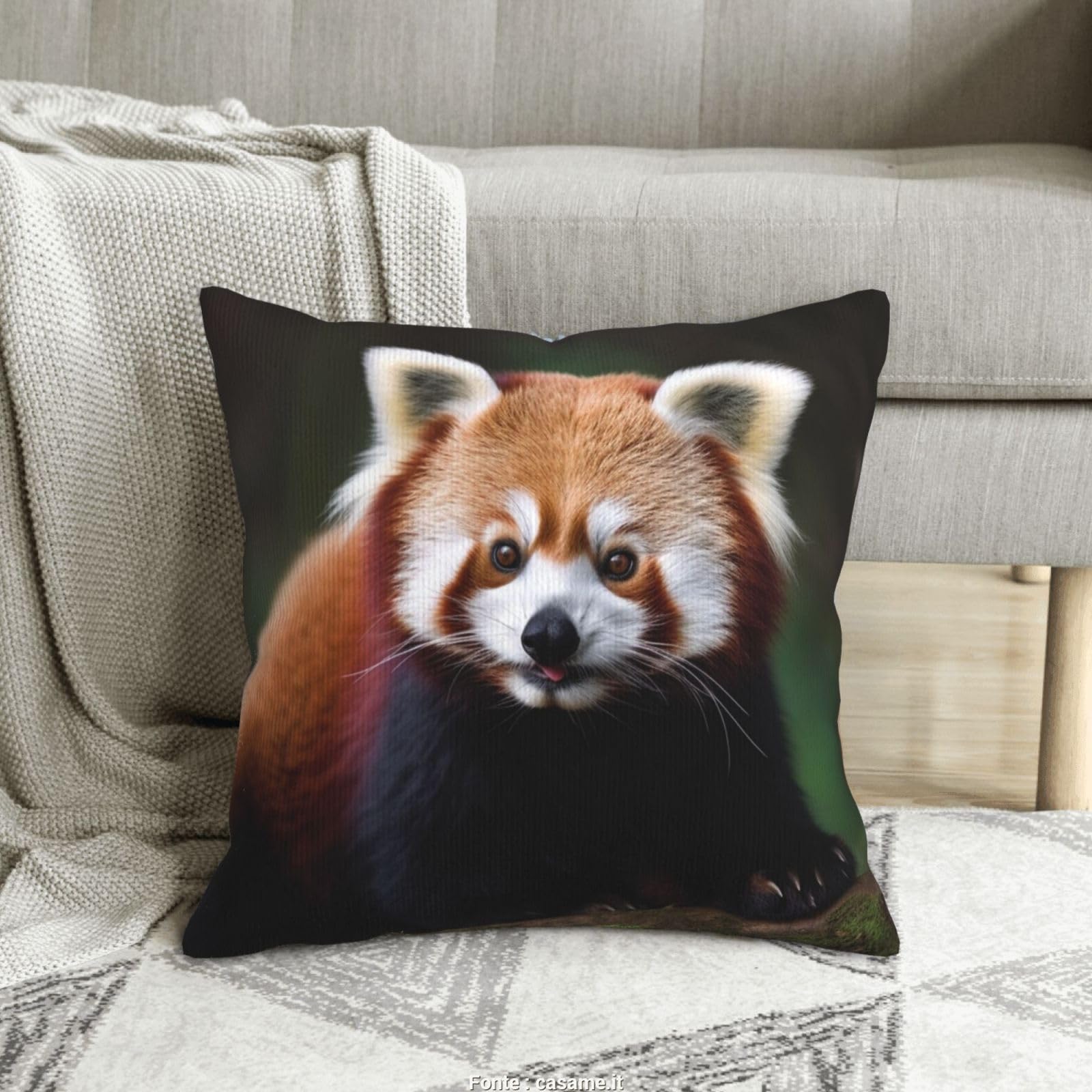 Housses de coussin en velours imprimé panda rouge premium 45cm