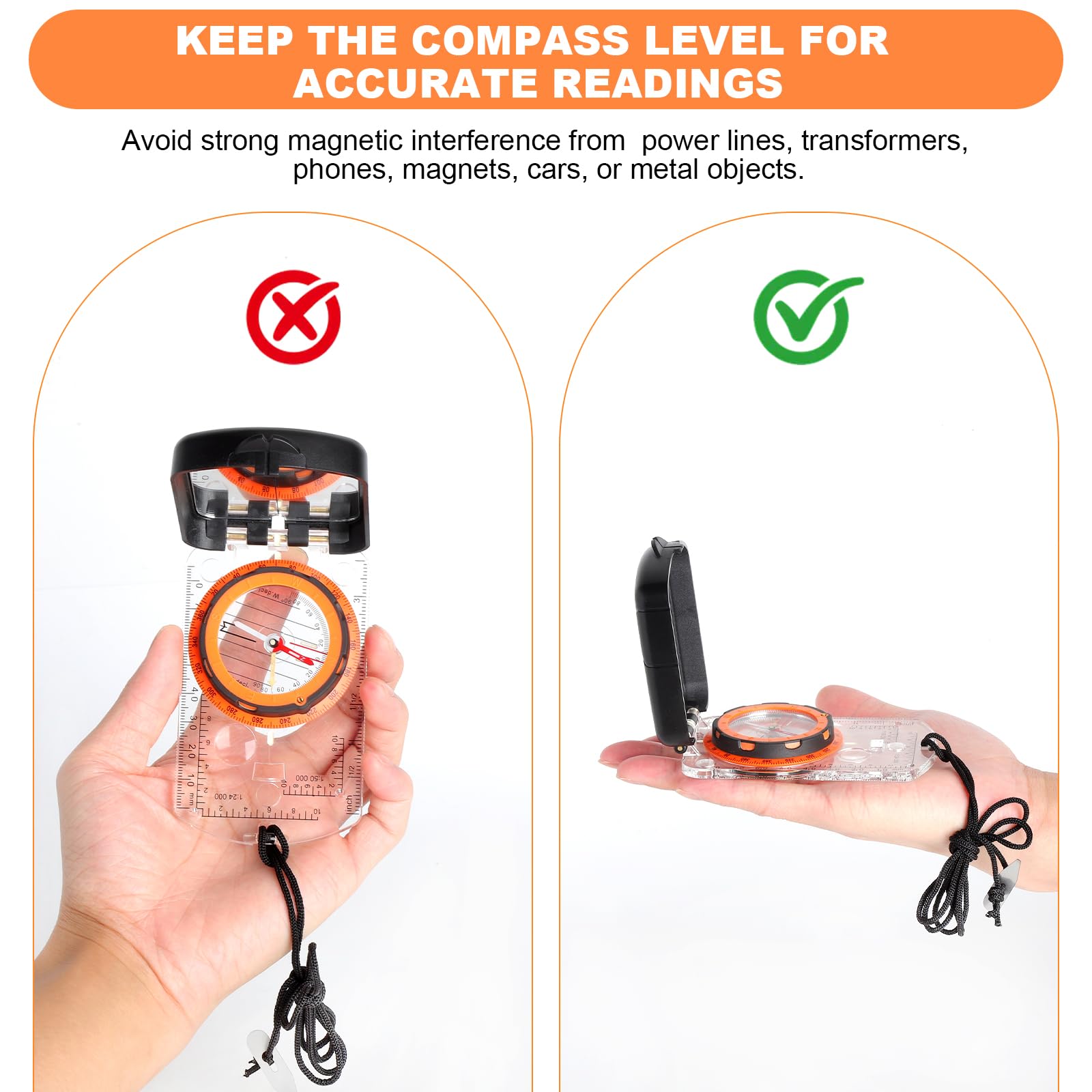 Boussole Professionnelle d'extérieur pour Enfants avec Miroir de Vision, échelle : 1:50k, 1:24k (mm), Conception étanche, Boussole graduée pour Camping, randonnée, Navigation