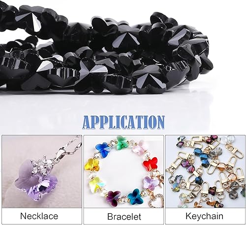 Miniatura 3 de 100 cuentas de mariposa de cristal de 0.394 pulgadas, cuentas espaciadoras de mariposa multicolor para hacer joyas, aretes, pulseras, collares,