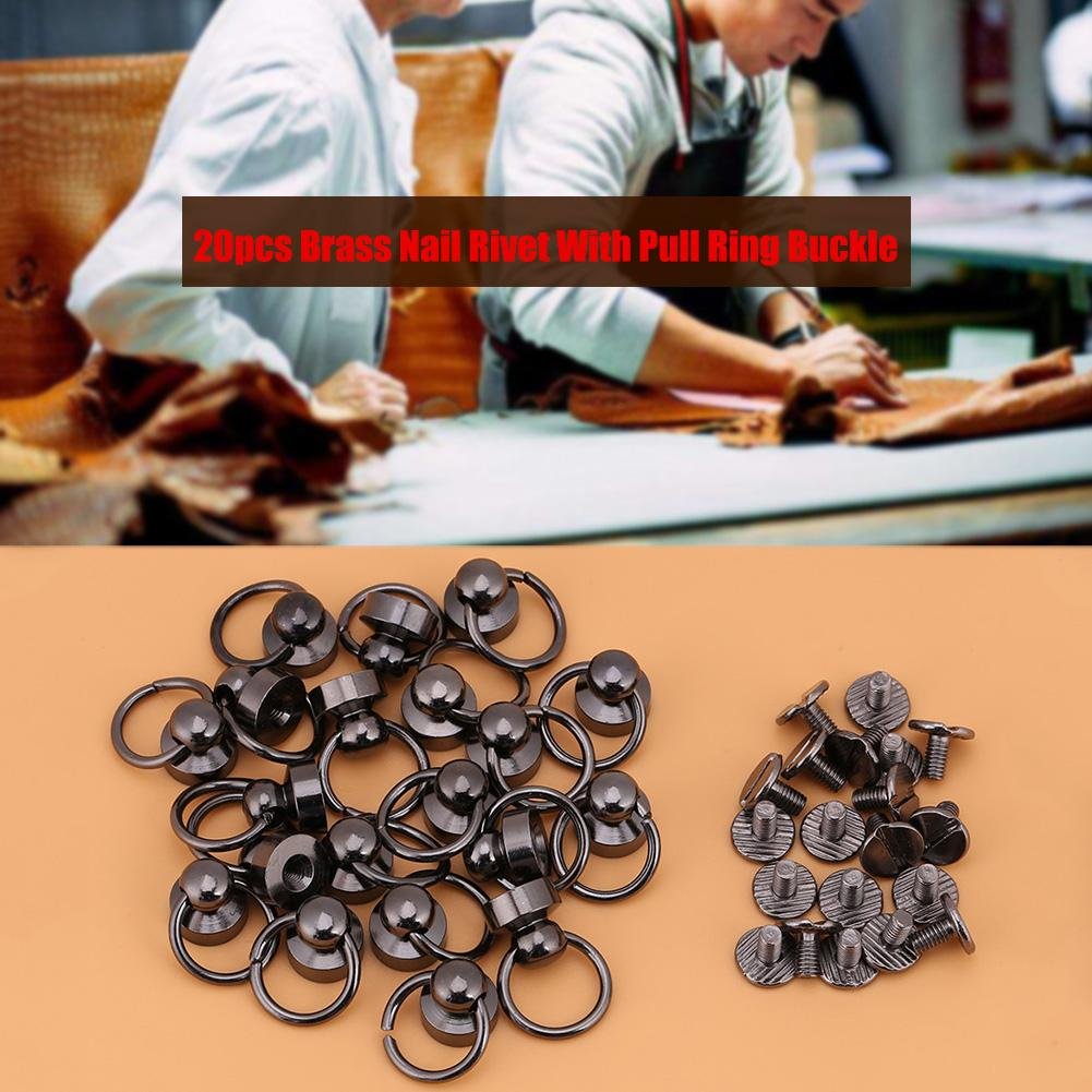 20 Remaches De Metal Con Anillo De Tirón Para Cuero - Accesorio DIY En Latón (Color Bronce), Para Bolsos, Cinturones Y Manualidades