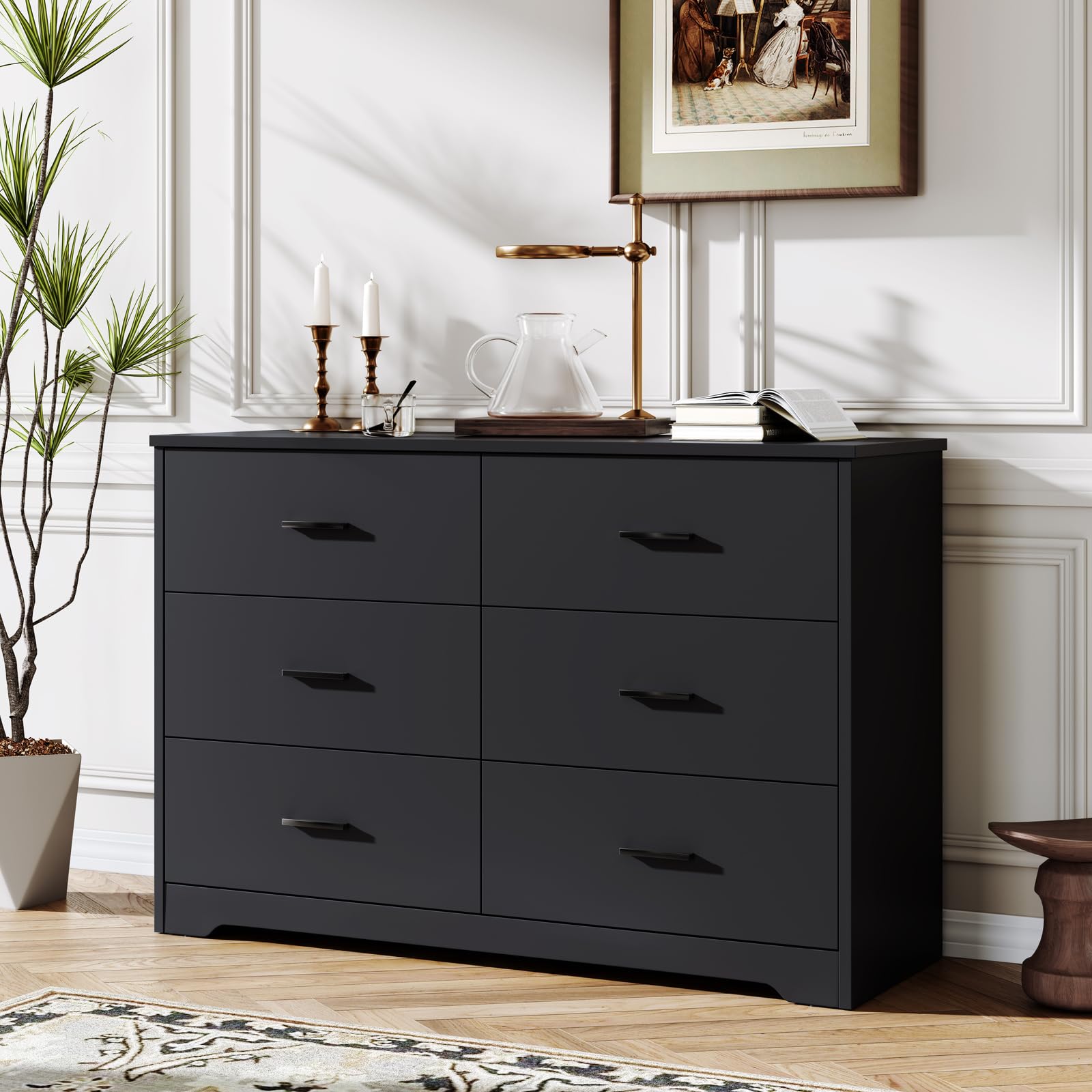 Amazon.com: LIDYUK Black Dresser for Bedroom, 6 Drawer Dressers & Chests of  Drawers, Modern Wood Dresser, 48 Inches Wide Chest of Drawers for Bedroom,  Hallway, Living Room : Home & Kitchen