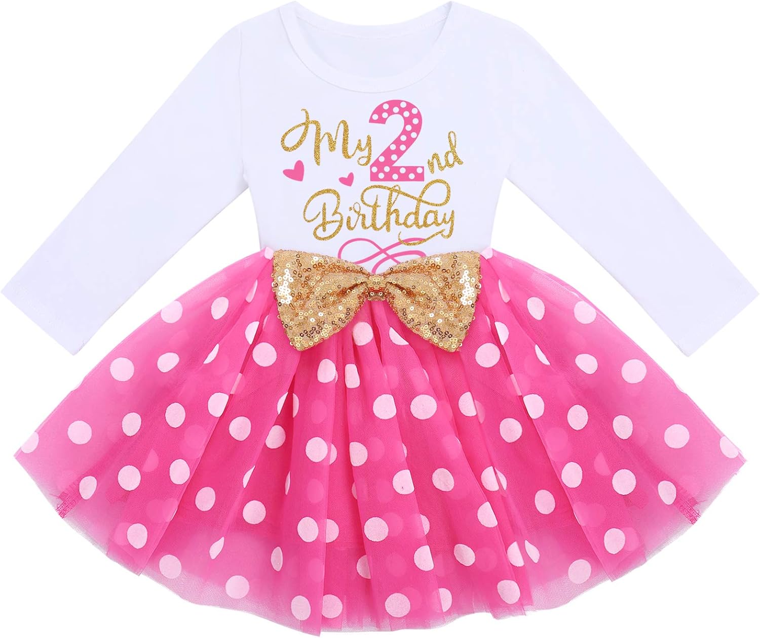 FYMNSI Bebita Niñas 1er / 2do / 3er cumpleaños Vestido de Tutú de Manga Larga de Fiesta