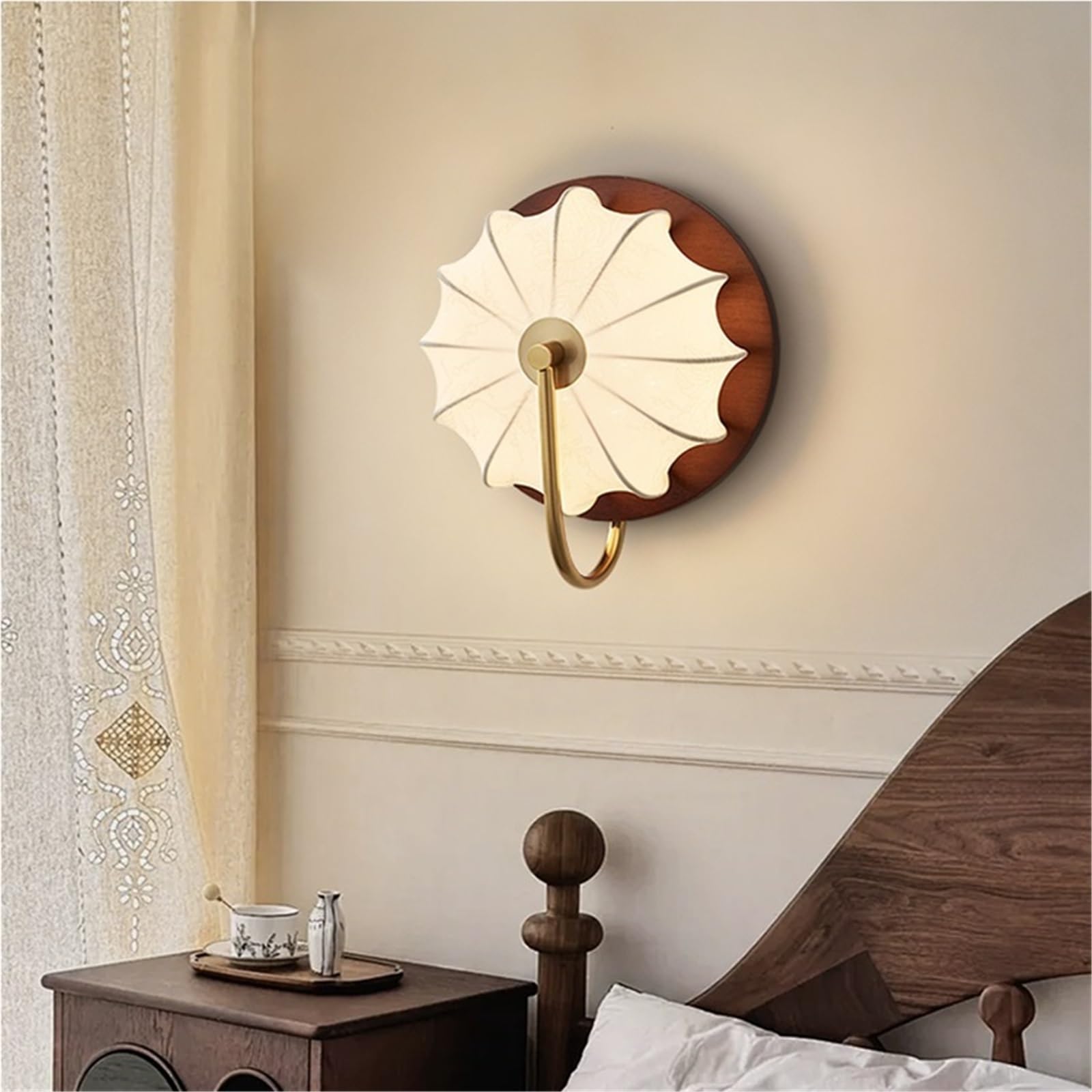 Lampa ścienna Sypialnia Tkanina Nocna kinkiet Lampa dekoracyjna do korytarza(Natural)