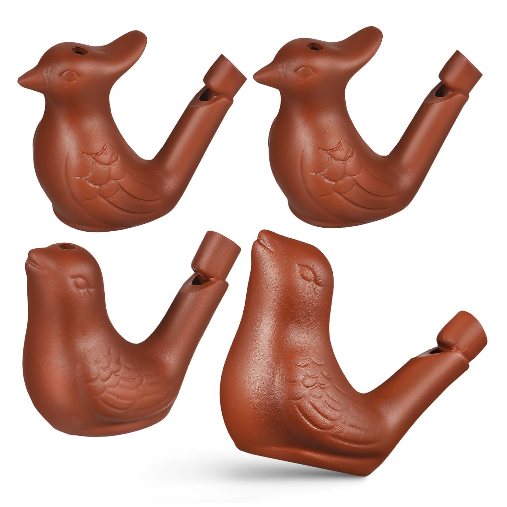 Abaodam 4Pcs Pottery Bird Water Whistles Musical for Adults Realistic with Portable Lanyards for Outdoor Fun Bird Watching