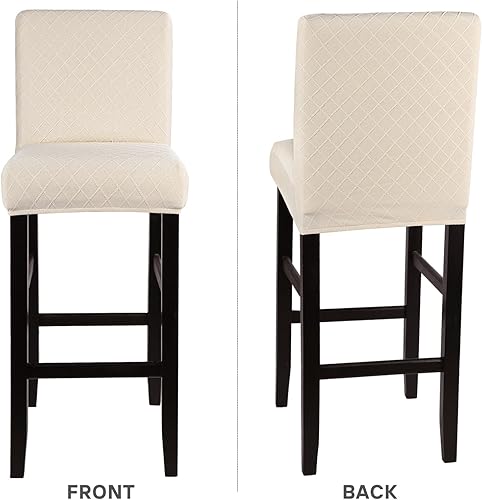 Miniatura 6 de SearchI - Juego de 4 fundas para taburetes de bar de jacquard, fundas elásticas y lavables para taburetes de bar, fundas para sillas de altura de