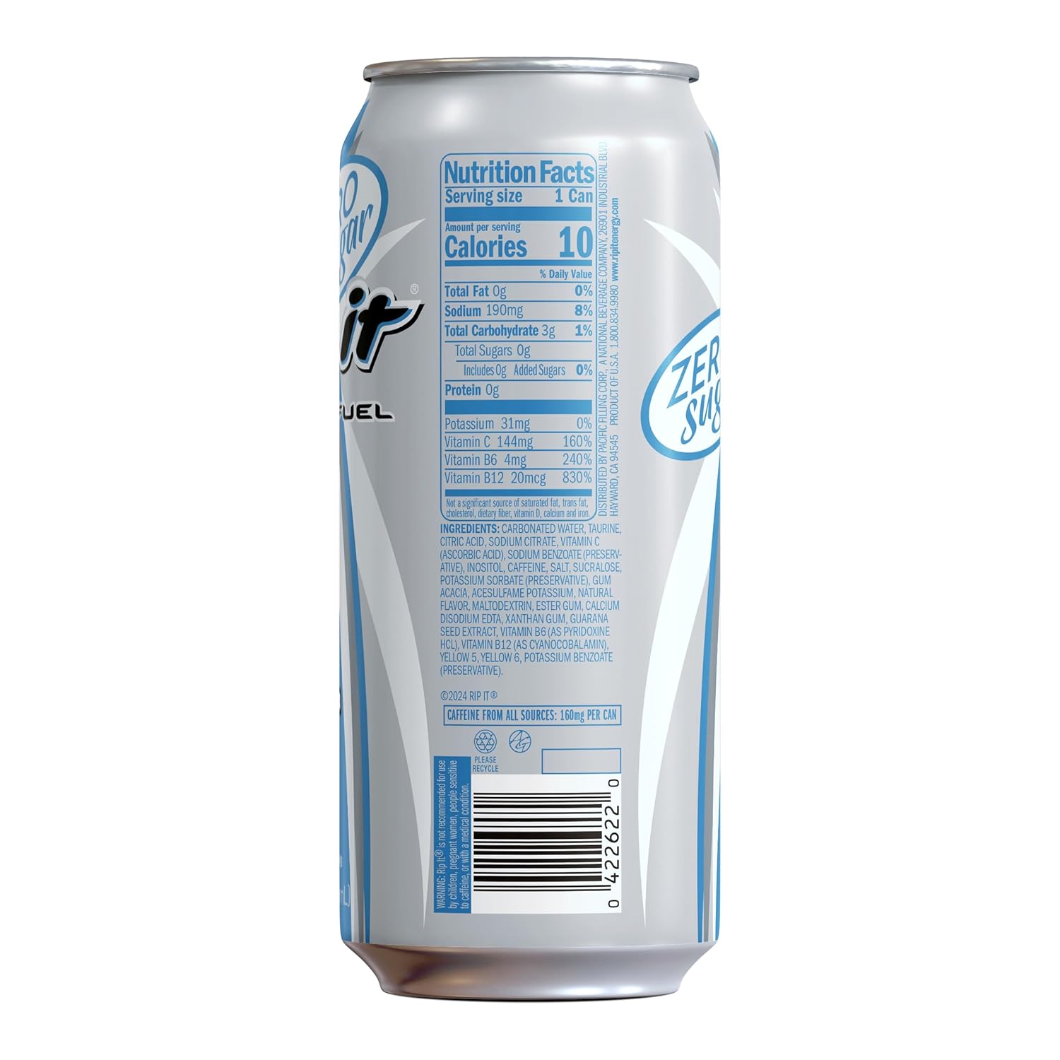 Rip-It Energy Drink | Power Zero Sugar | Sharp Citrus Flavor | 12-Pack (16oz Cans) | 160mg Caffeine | Sugar Free | No Crash | Hardcore Energy That Rips!