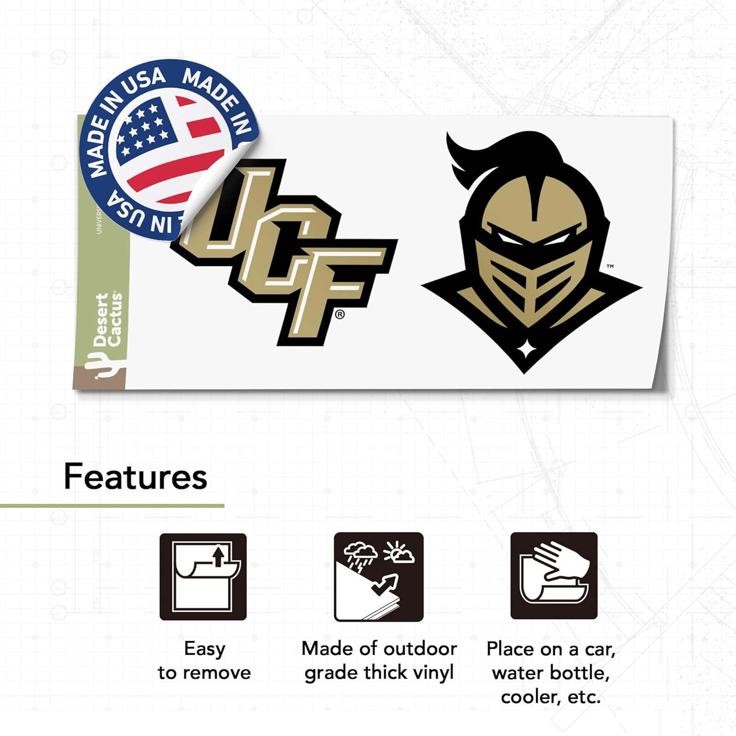 Desert Cactus University of Central Florida Car Accessories Metal License Plate Frame and Sticker for Front or Rear of Car (Sticker Frame Combo - Alumni)
