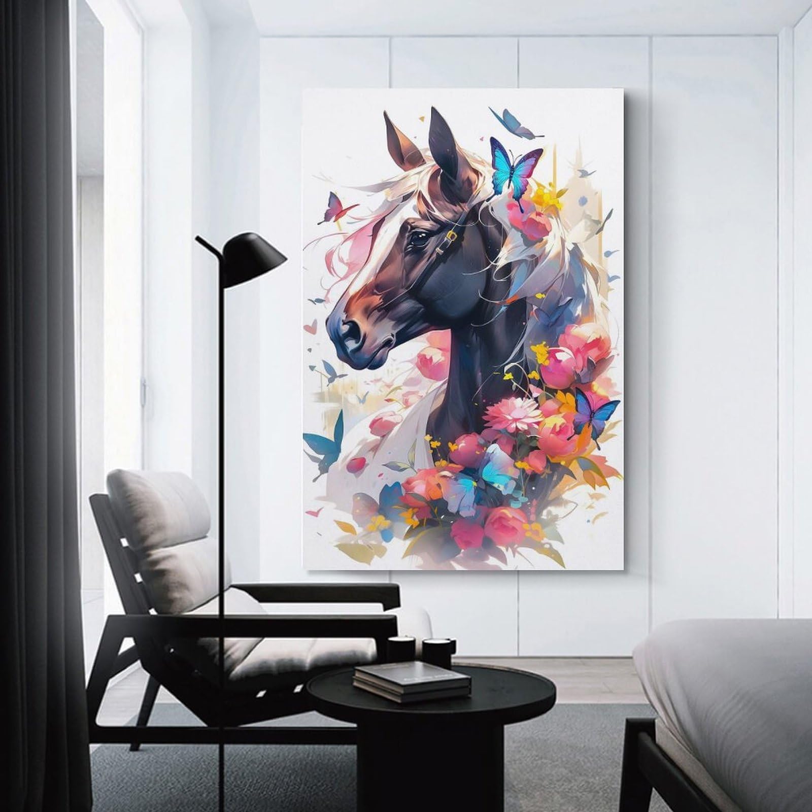 Junmoney Home Decor Wall Art Horse Botanical Hues, 20x30inch(50x75cm), for New Homes, Bedrooms Or Workspaces, Home Decor Gift with Stylish Appeal
