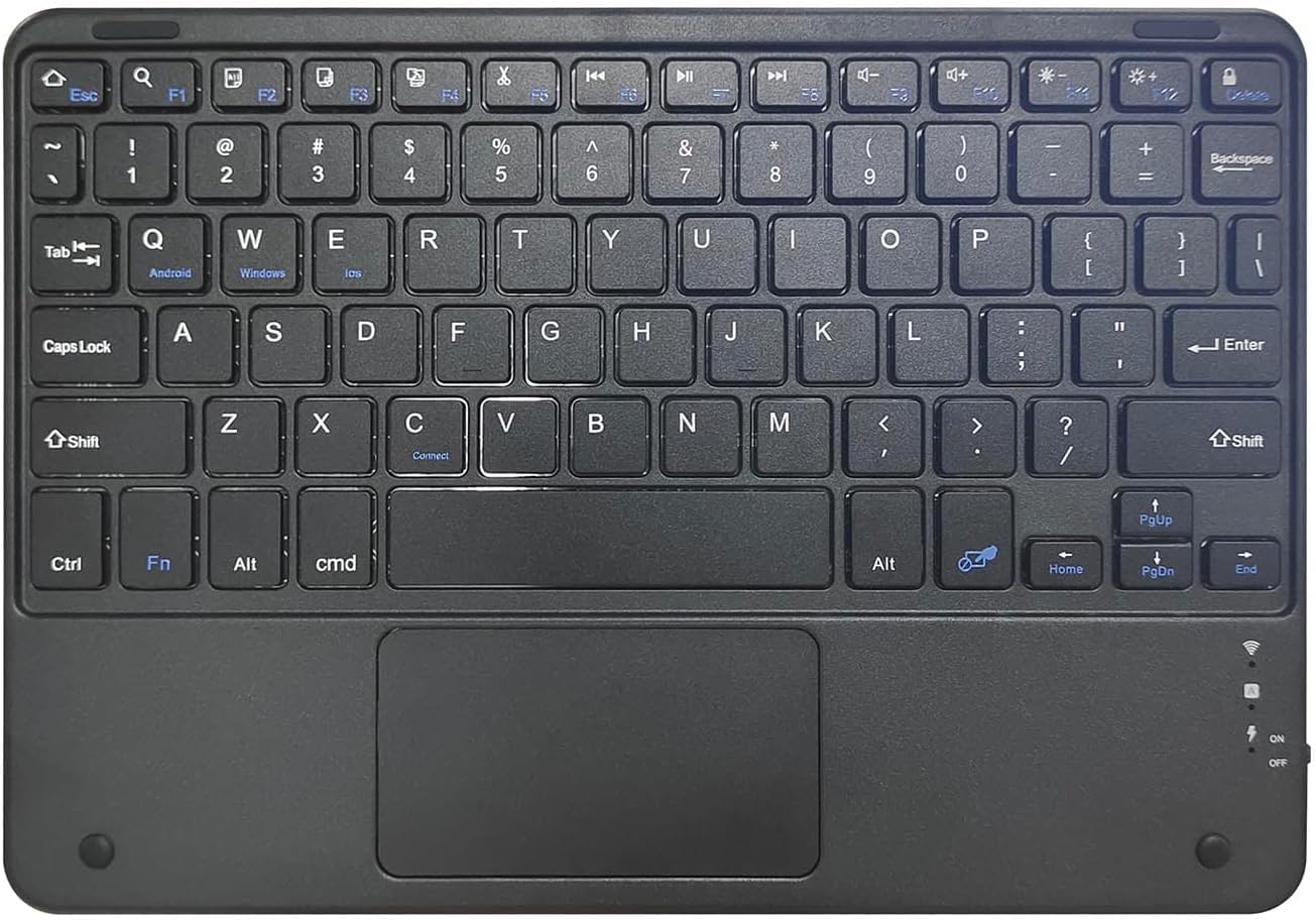 HB PLUS Bluetooth Wireless Touchpad Keyboard | Silent Keys| Ultra-Slim Multi-Device Keyboard for ipad Tab, Android, Windows, Mac, Laptop (Black)