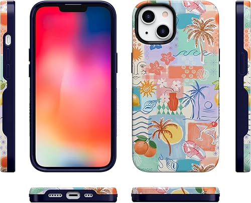 Vista 976 de Casely Funda para iPhone 13 Compatible con MagSafe Color Splash de medianoche Funda retro abstracta Color de medianoche Splash Abstracto