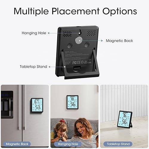 Miniatura 6 de DOQAUS Termómetro higrómetro digital para interiores, medidor de humedad con pantalla LCD grande, monitor de humedad de temperatura con