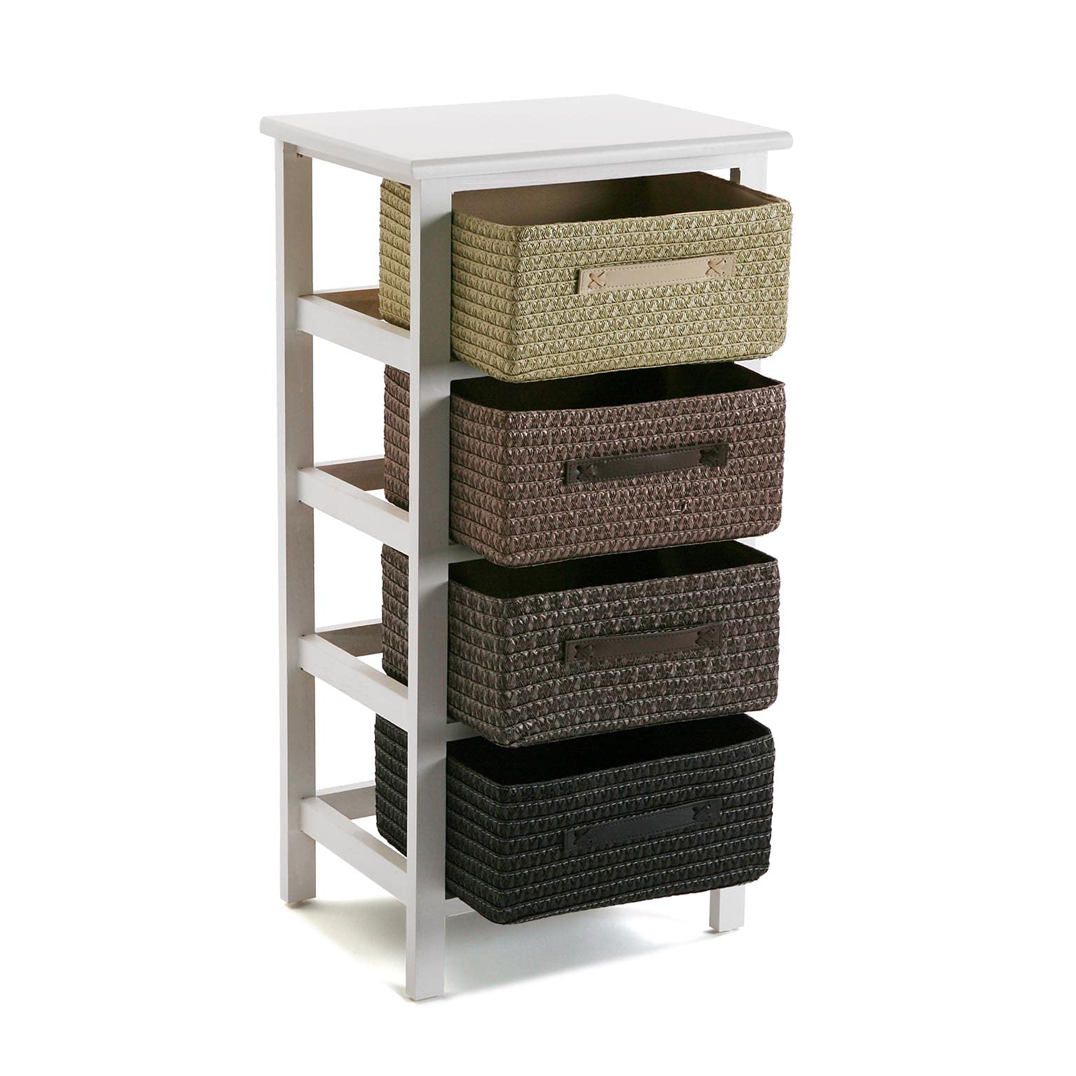Versa Gavle Mueble para el Baño Auxiliar, Cajonera con 4 cajones para organizar, Almacenaje Moderno y Divertido, Medidas (Al x L x An) 73 x 28 x 37 cm, Madera y Poliéster, Color Marrón
