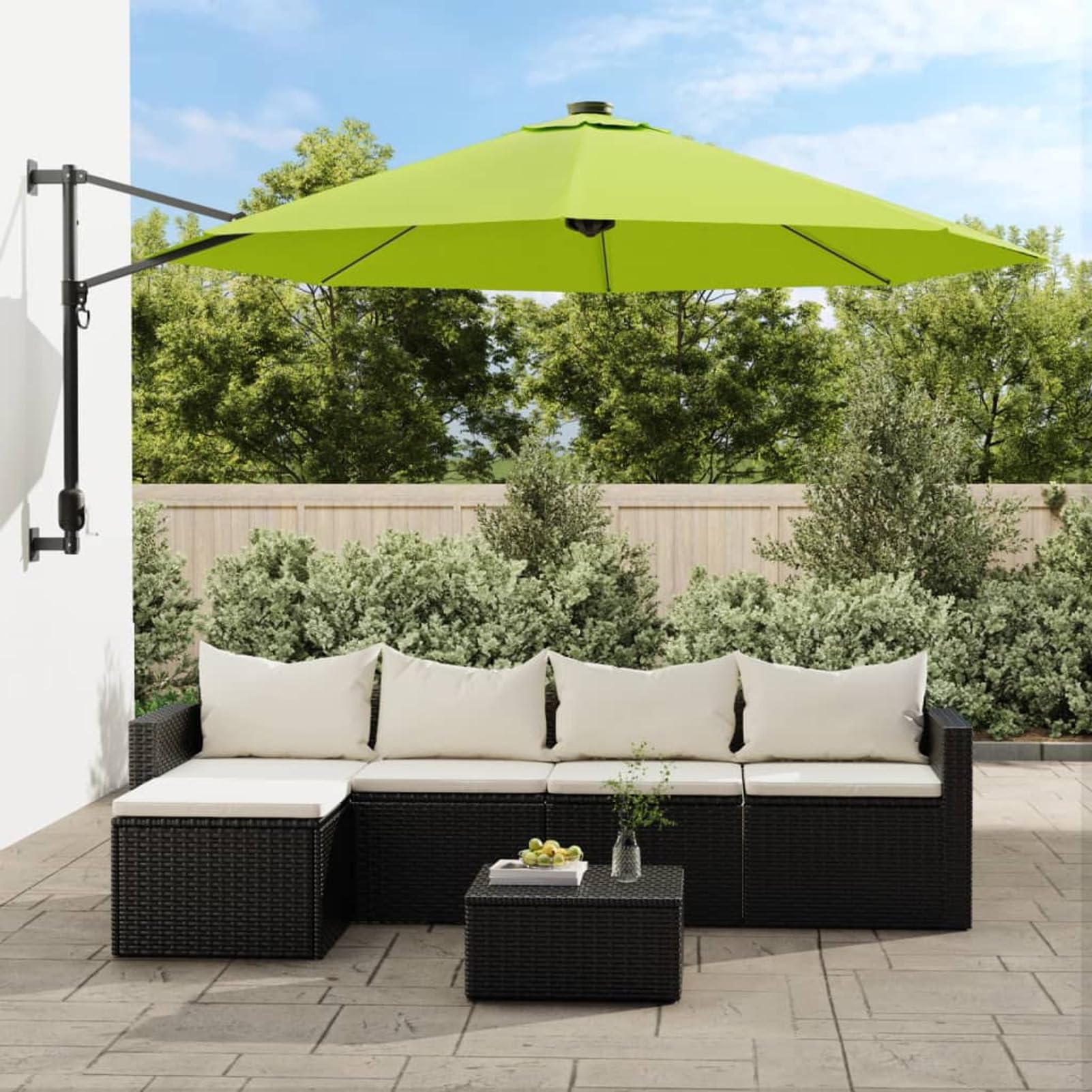 Bulliing Wall-mounted Parasol Apple Green 290 cm,Garden Parasol with crank handle - Sun Umbrella Parasols Waterproof for Outdoor/Patio/Outside/Balcony - Patio Table Umbrellas/Tilt Function