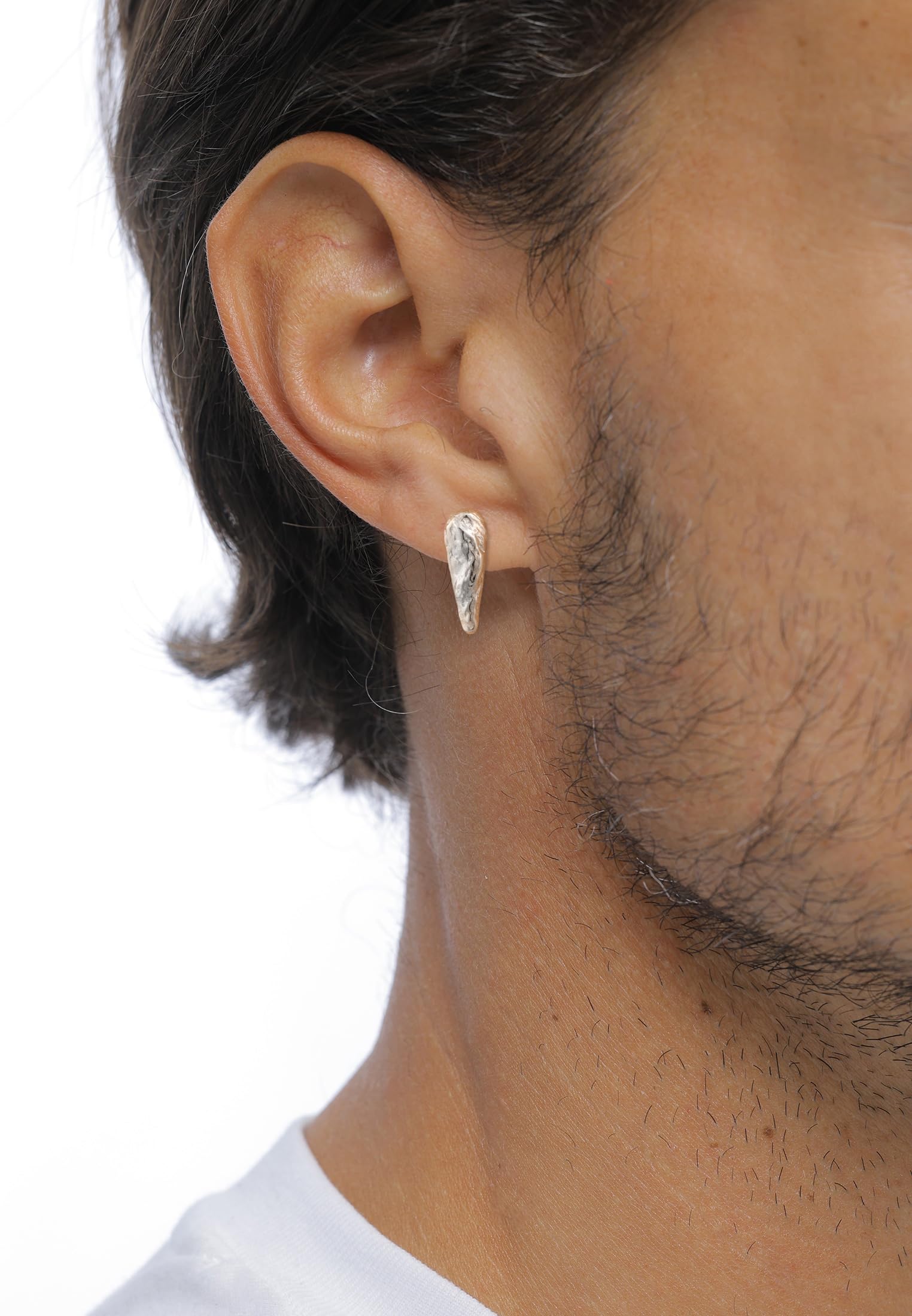 Kuzzoi Orecchini da uomo a goccia (5 x 17 mm) con superficie strutturata in argento sterling 925, orecchini da uomo
