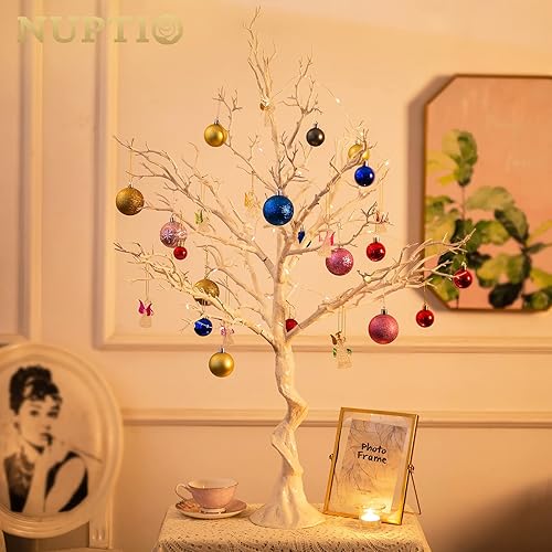 Miniatura 7 de NUPTIO Rama de árbol de Navidad blanca artificial de 31.5 pulgadas de alto, árbol Manzanita de Halloween, centro de mesa de boda para mesas, árbol