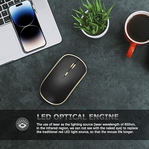 Miniatura 3 de J JOYACCESS Ratón silencioso inalámbrico, portátil para computadora con 5 niveles de DPI ajustables, mouse USB para escritorio, cuaderno, MacBook,