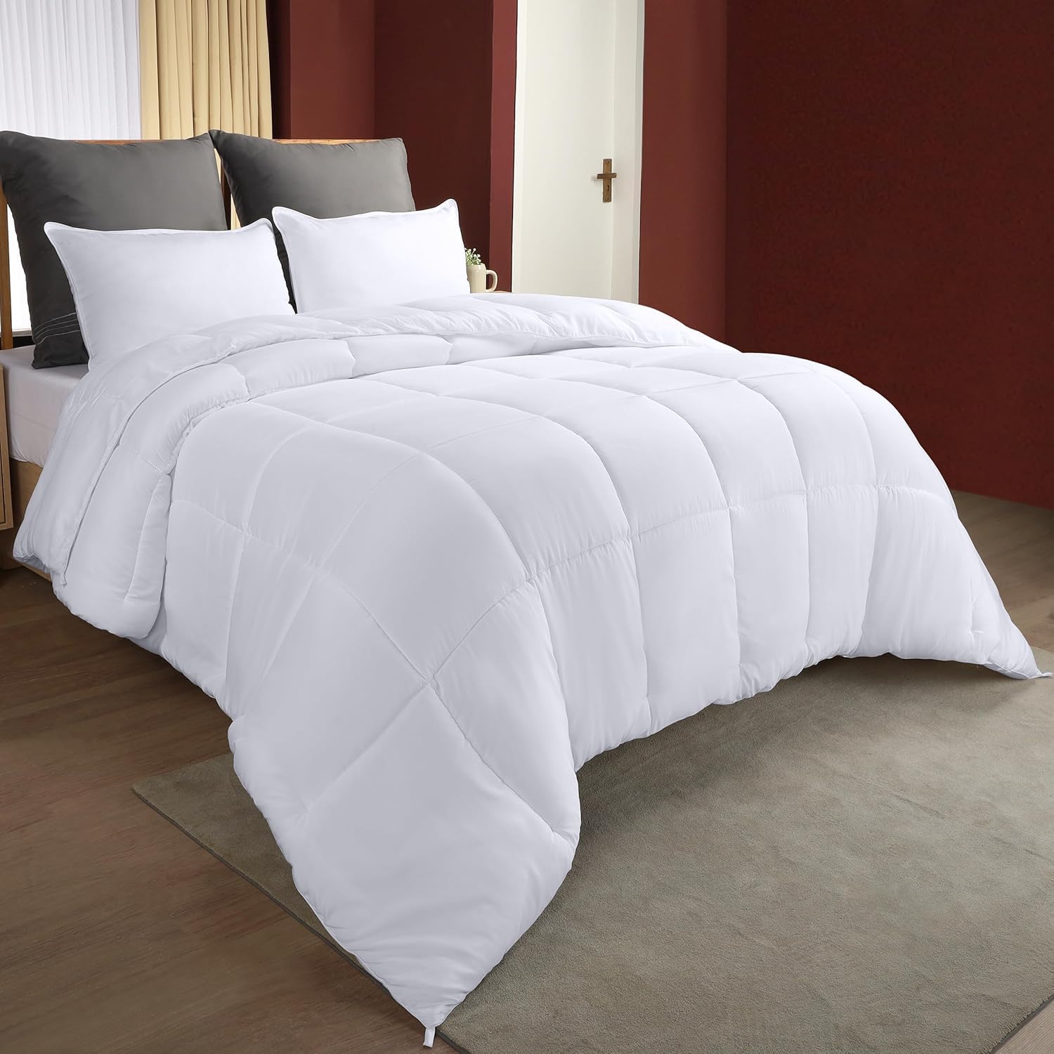 Utopia Bedding Piumino 140x200 cm, Piumone Letto Matrimoniale, 100% Imbottitura in Fibra Cava, Trapunta in Microfibra per Tutte Le Stagioni (Bianco)