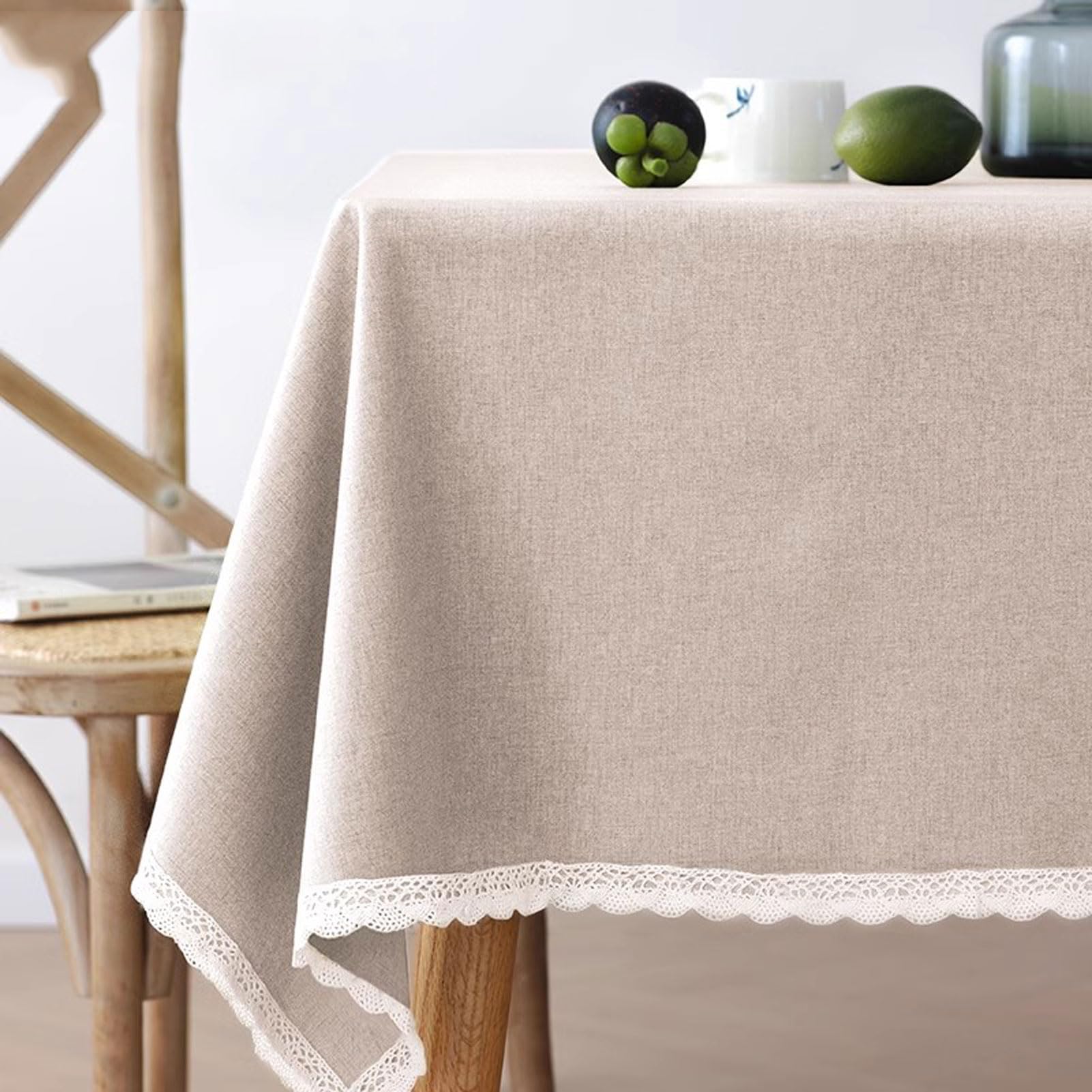 Mantel Antimanchas Rectangular 140x200cm, Mantel Picnic Mantel Mesa Tela, Tela Manteles de Lino, para Mesas Rectangular, Cocina Jardín Lavable