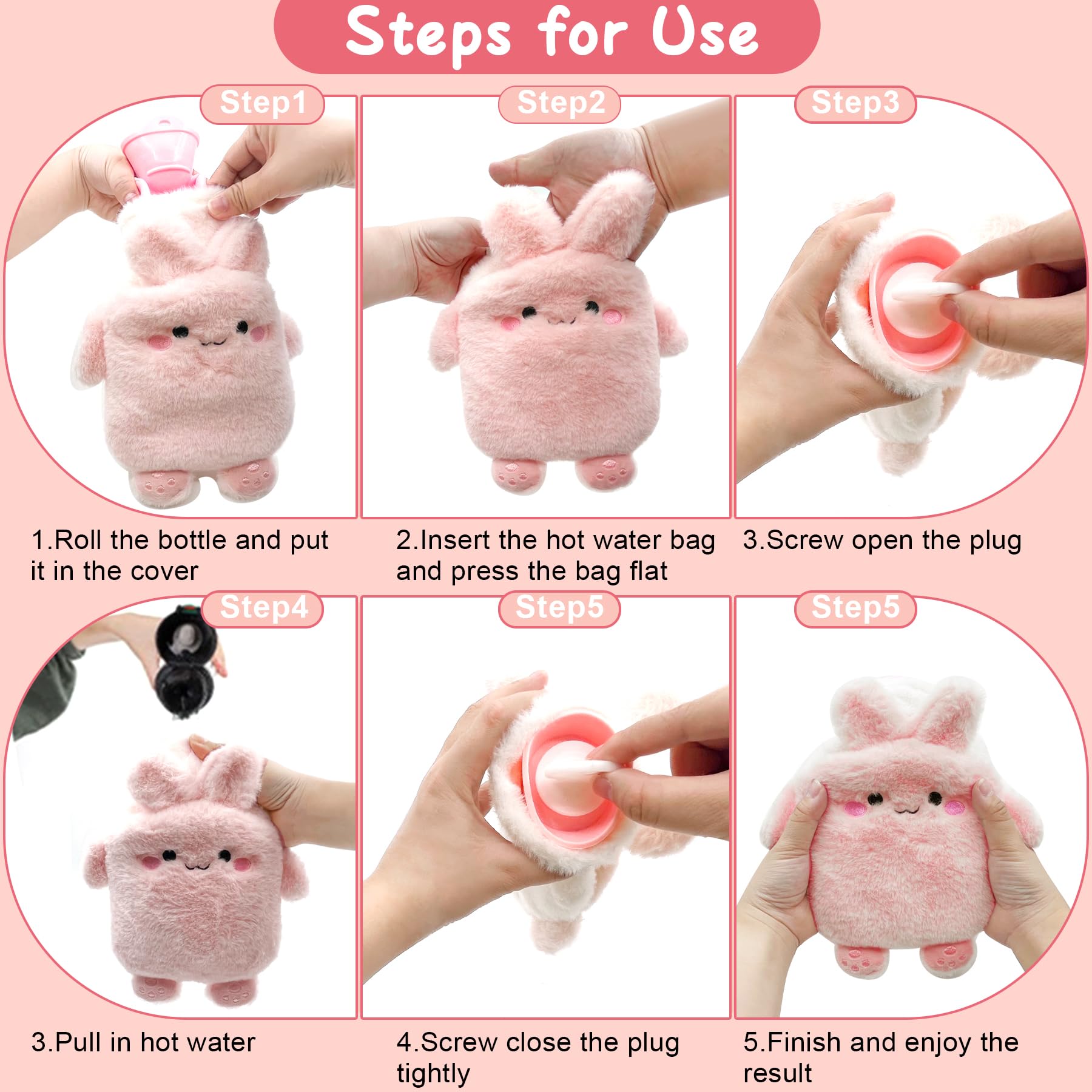 Bouillotte Avec Housse d'Eau Chaude en Silicone - Mini Peluche Sûre et Durable, Recyclable Pour l'Hiver - Pour Dames, Hommes et Enfants