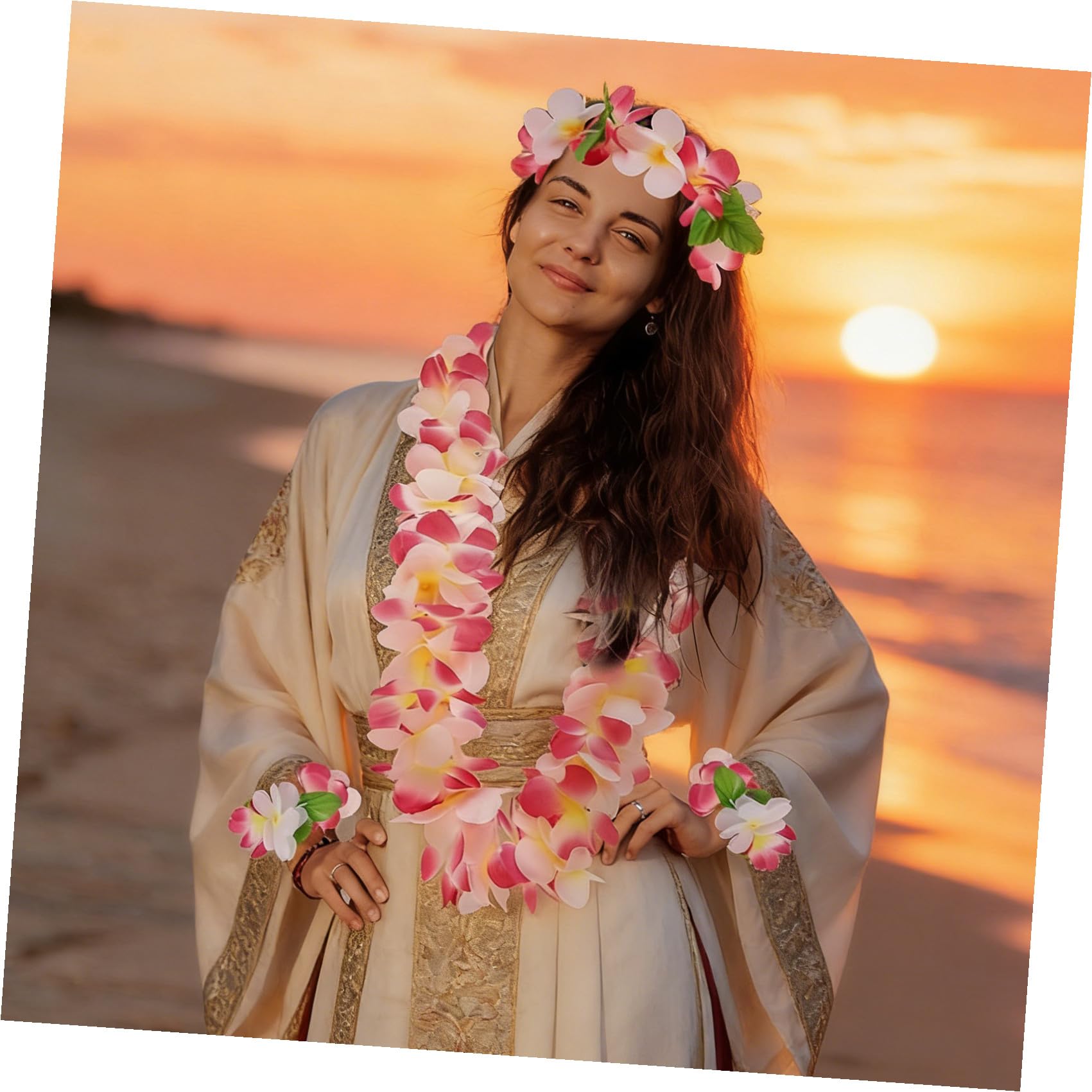 Conjunto de Guirnalda Hawaiana de 32 Piezas, Tela, para Niños, 1 Set