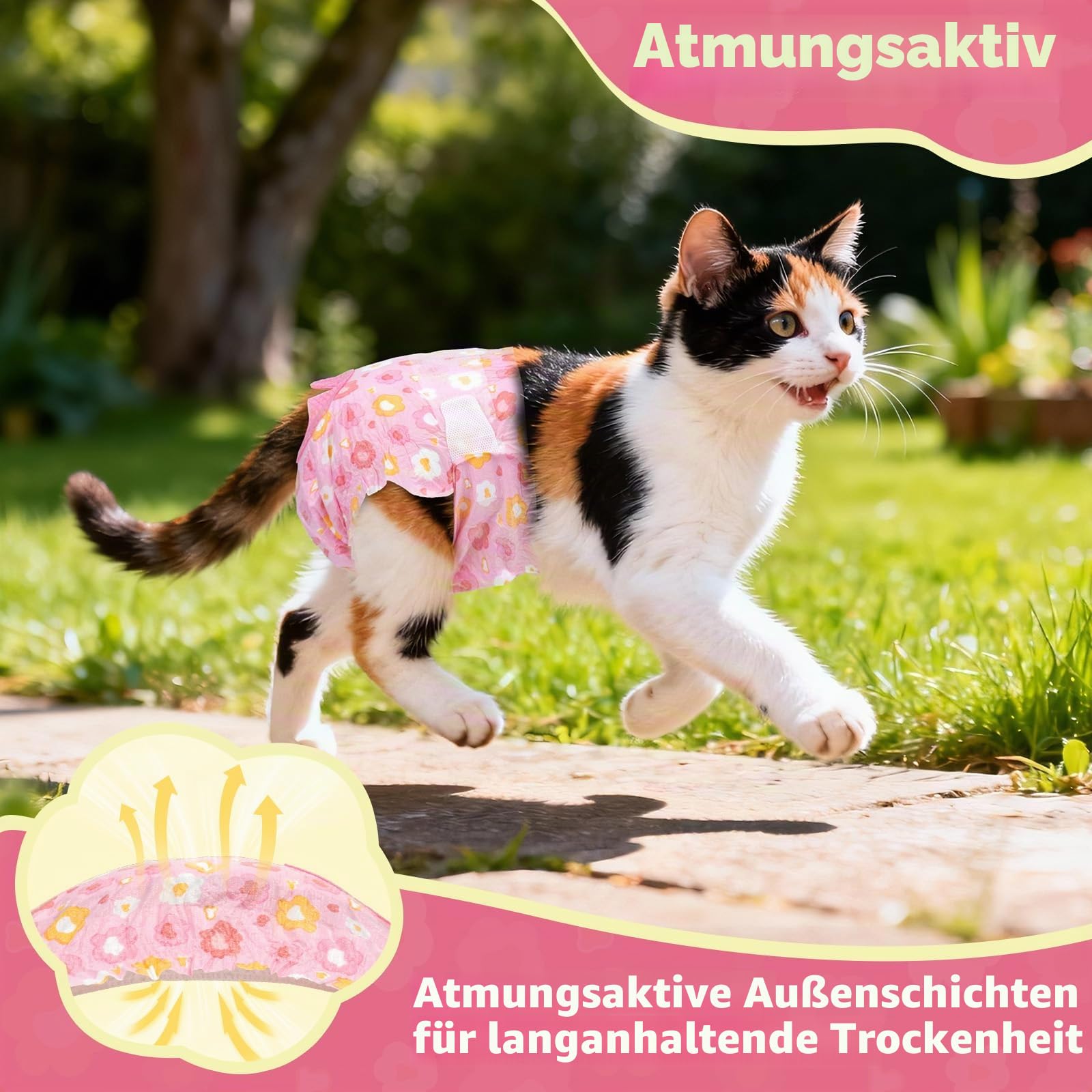 MICOOYO Hundewindeln für Hündinnen, Super Saugfähige Katzen Windeln, Einweg-Katzen-Windelhosen für läufige Hündinnen(S, 24Stück)