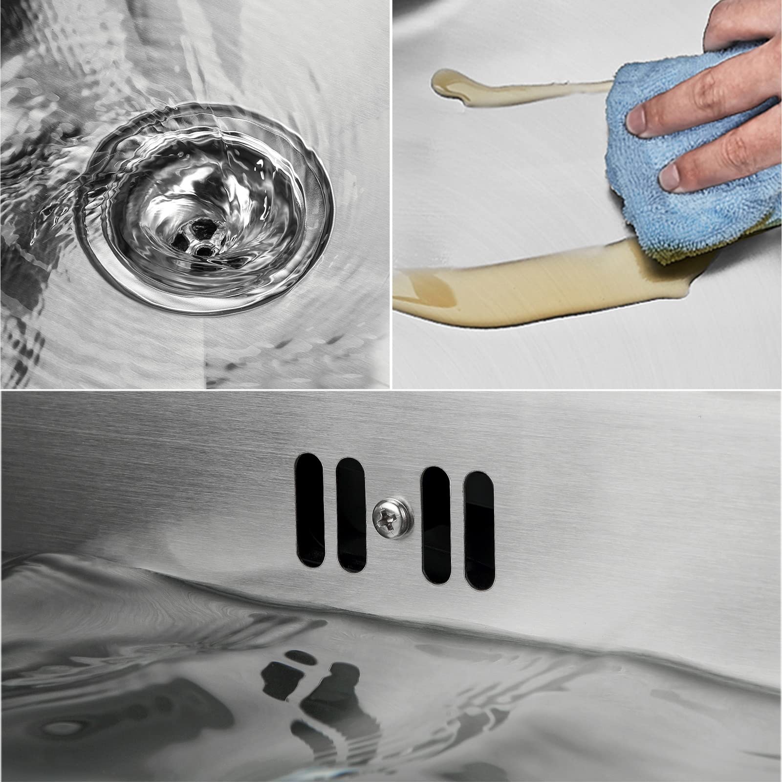 Auralum Lavello da cucina 55 x 45 cm, lavello in acciaio inox con erogatore di sapone e sifone, lavello cucina 1 vassoio con foro per rubinetto, lavello cucina vasca singola in acciaio inossidabile
