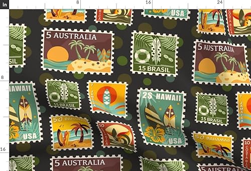 Miniatura 4 de Spoonflower Tela  Colección Surfing World de escala media retro de verano con ondas de playa impresas en tela de gasa, ropa de costura, vestidos de