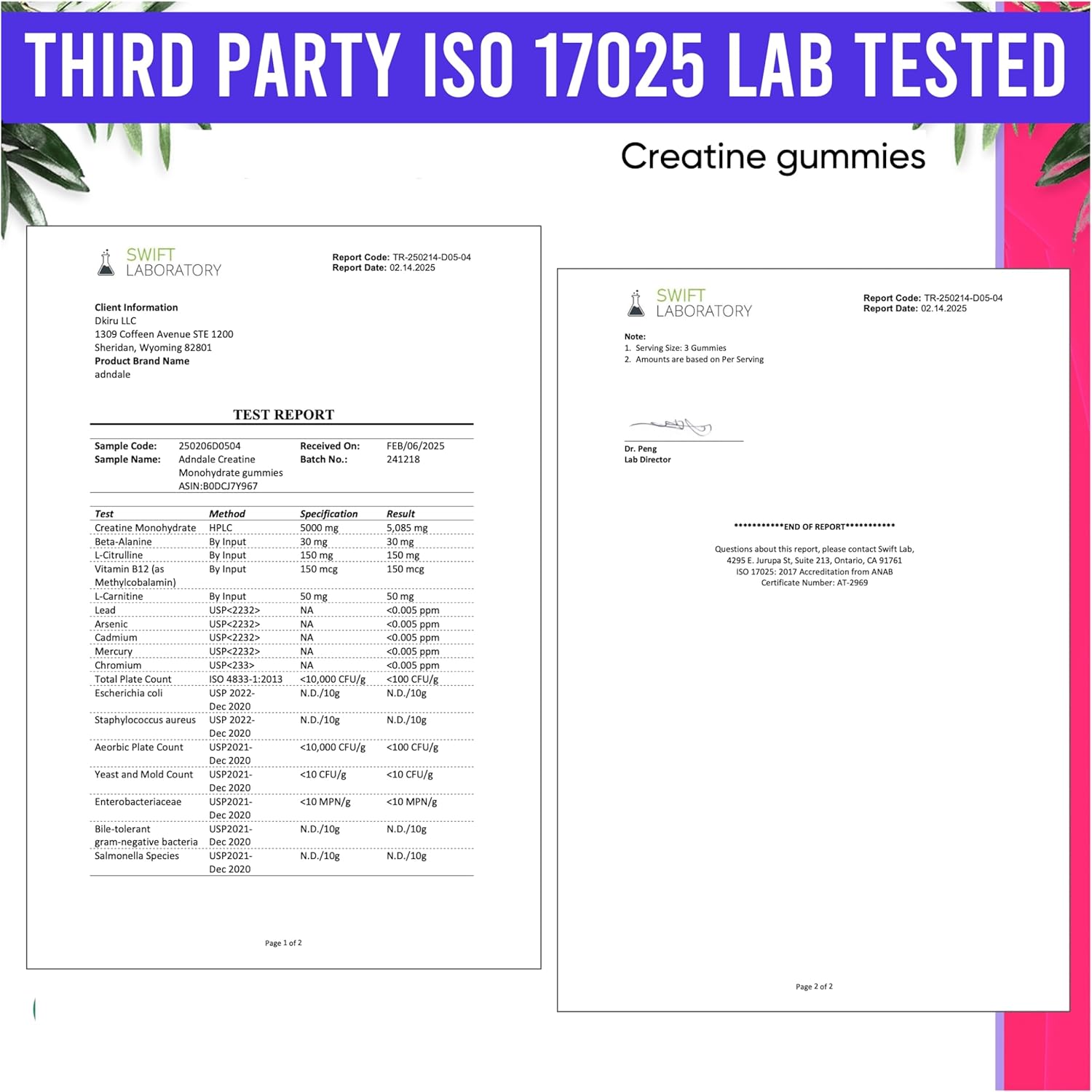 Adndale Creatine Gummies for Women & Men, 5000mg per Serving Creatine Monohydrate Supplement with Beta-Alanine, L-Citrulline & B12-75 Vegan Gummies. Sugar-Free
