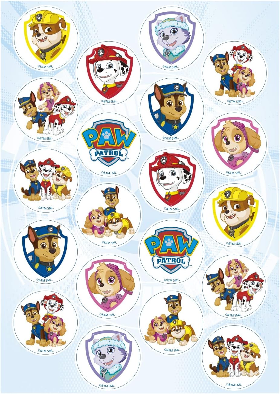 Dekora 231366 for Paw Patrol Fans Edible Sugar Free disc Cake Toppers