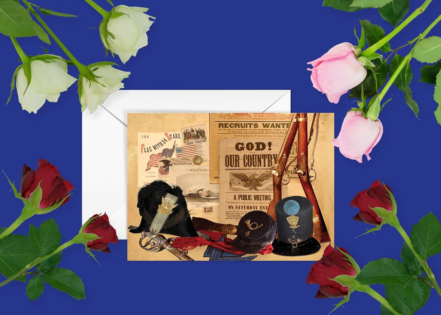 Stonehouse Collection, Assorted Historical Civil War Cards, Patriotic Note Cards, 12 Cards and Envelopes - Made in the USA (Assorted)