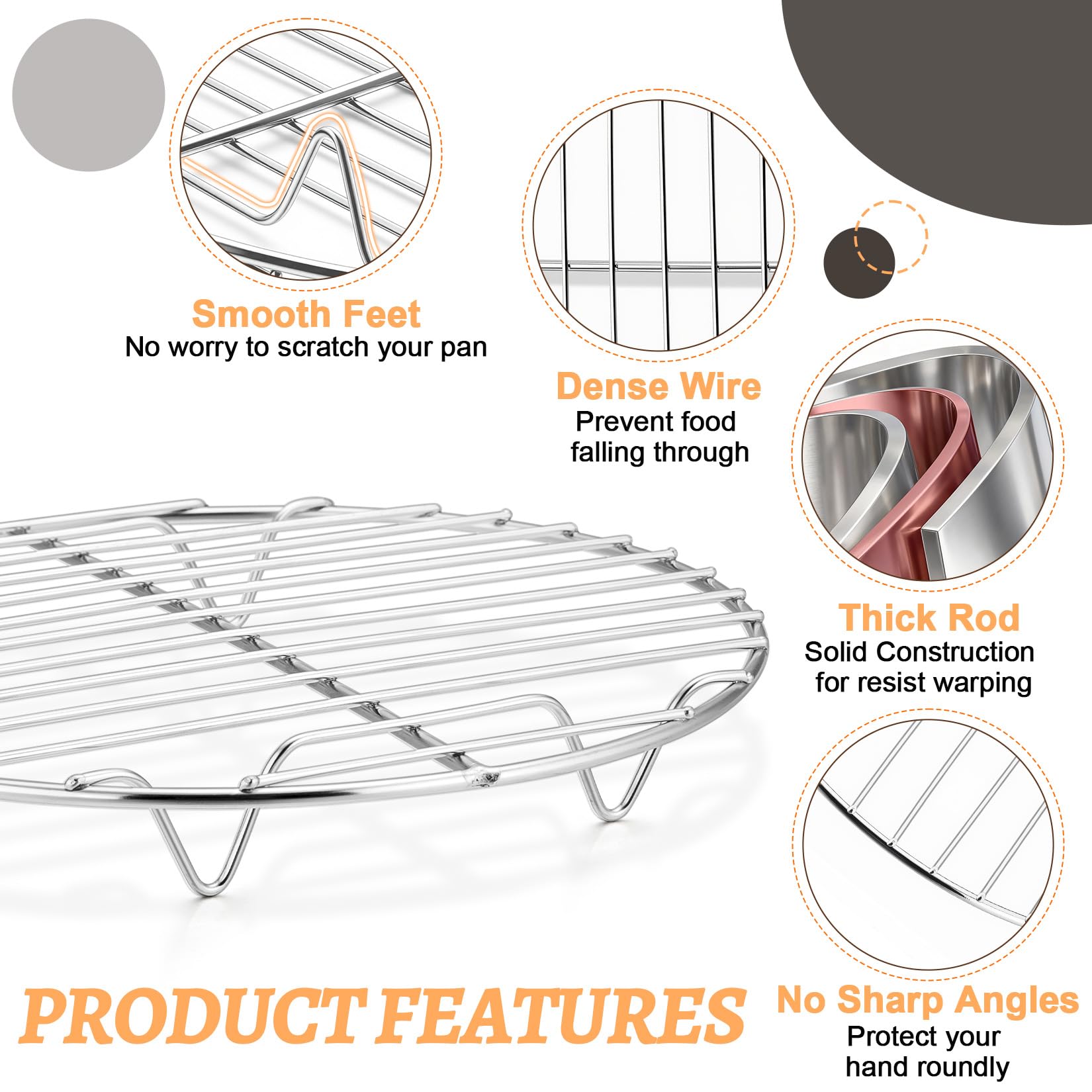 P&P CHEF Round Cooling Rack - Stainless Steel -4