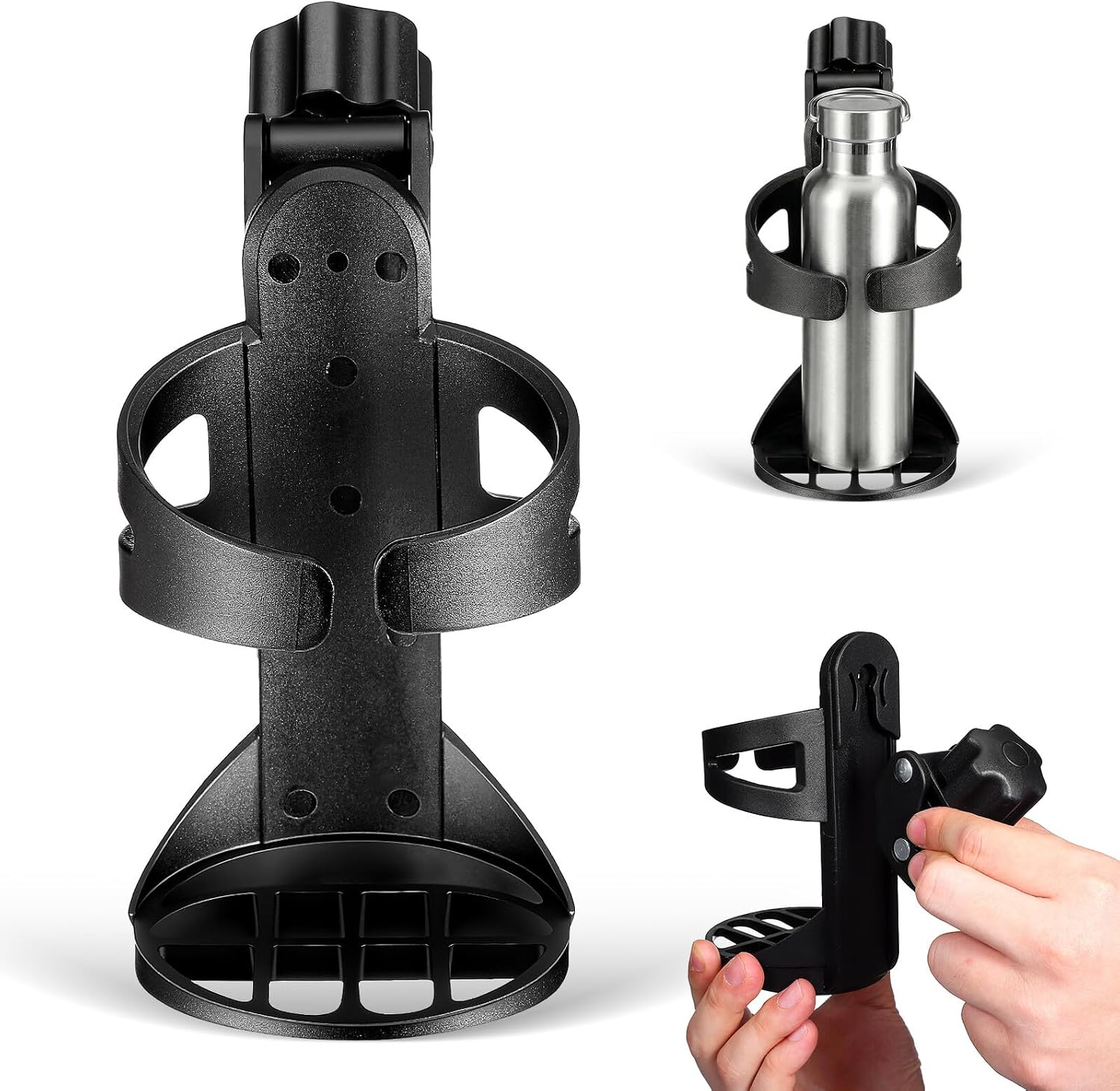 Detachable Wheelchair Cup Holder and Stroller Beverage Rack, Outdoor Bike Handlebar Drink Holder Compatible with Walkers and Rollators, Universal Milk Bottle and Mobile Phone