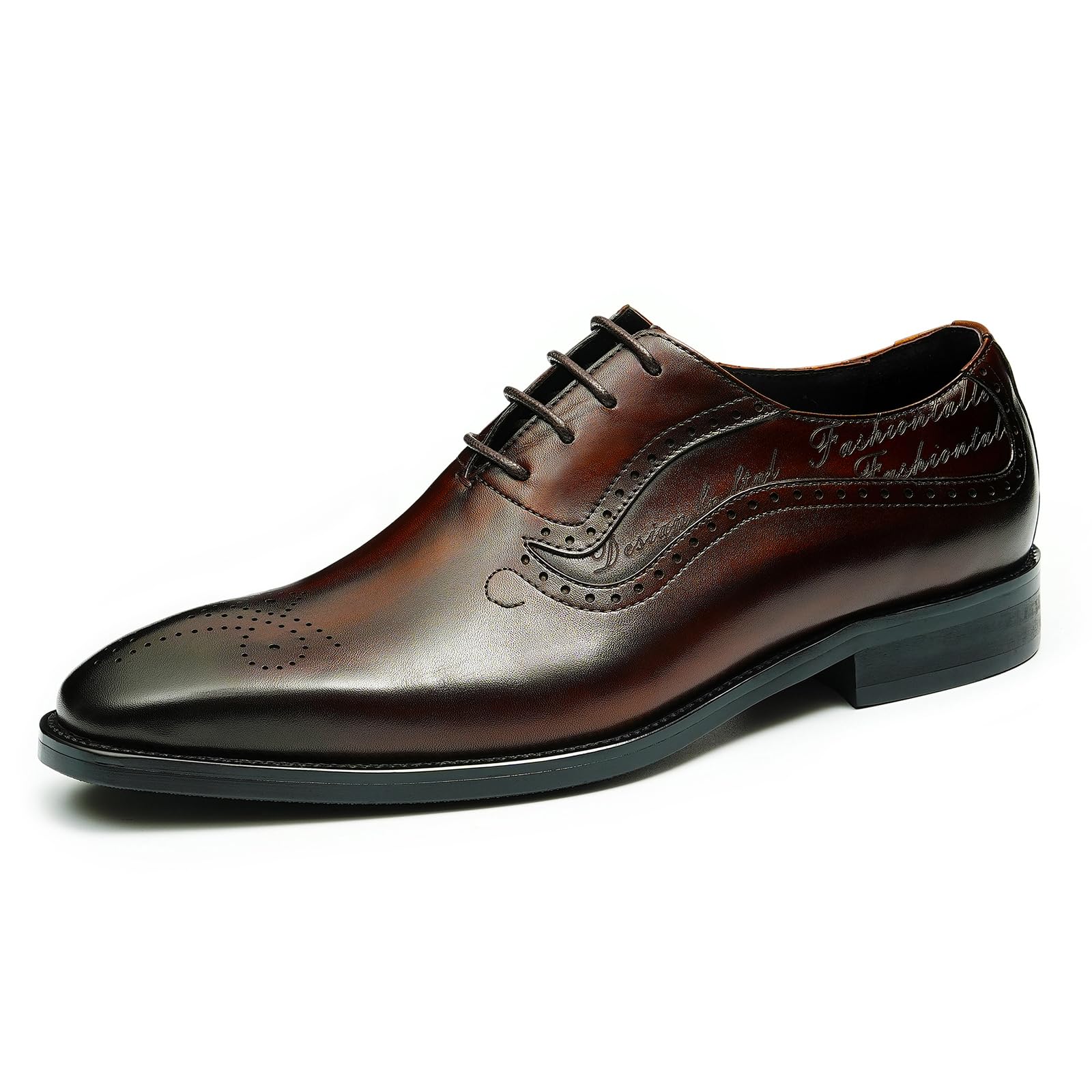 Brogues Formali Affari da Uomo Oxfords Eleganti in Vera Pelle Scarpe Basse Stringate da Abito