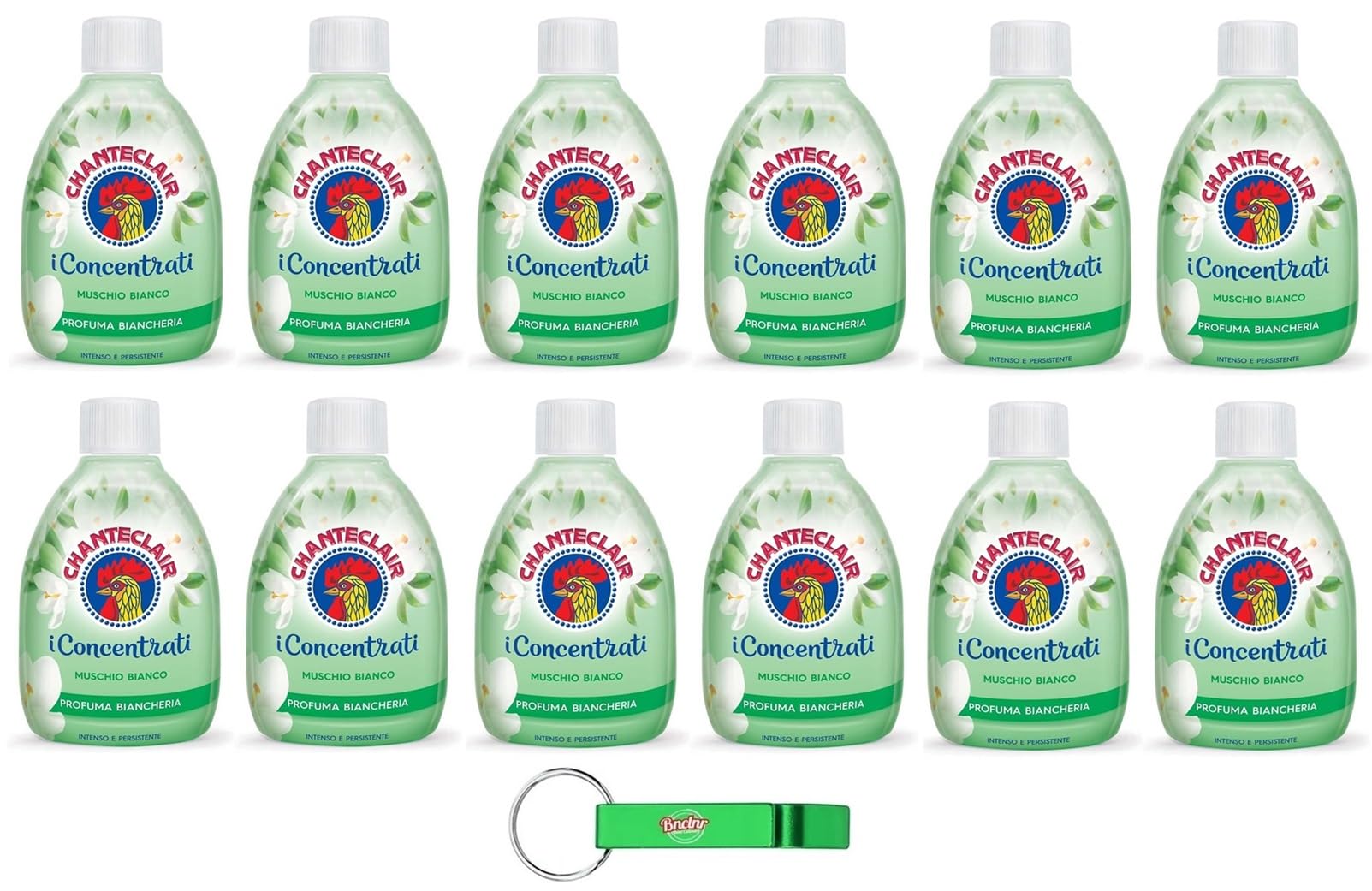 12x Chanteclair i Concentrati Profuma Biancheria Muschio Bianco,Profumo Intenso e Persistente sui Capi,220ml + Portachiavi Beni Culinari in Omaggio