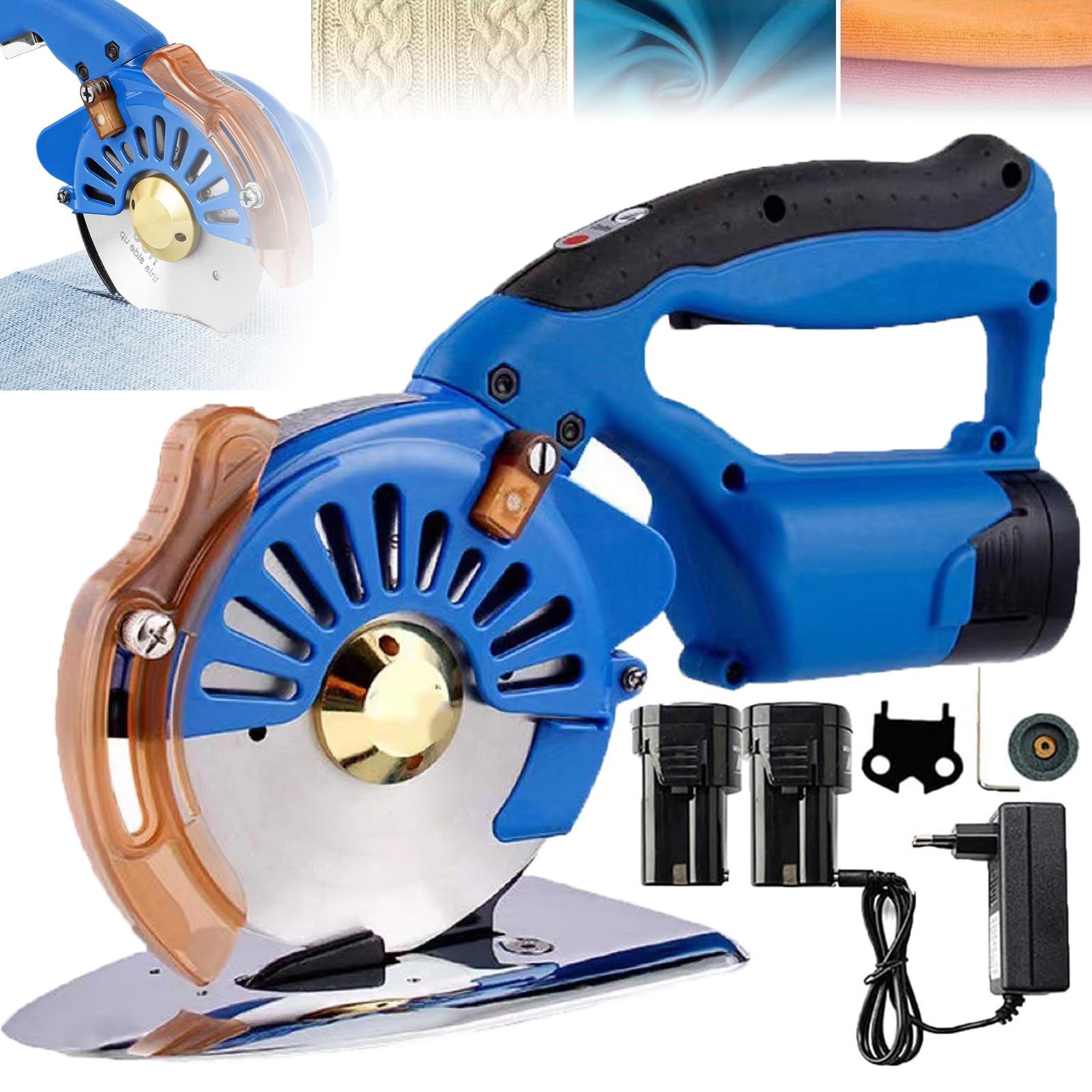 100/110/125Mm Cortador Rotativo Eléctrico Inalámbrico - 5Velocidades Ajustables, Altura De Corte De 27/32/40 Mm, Máquina Cortadora De Tela Giratoria, Corte De Tela Y Algodón,100mm