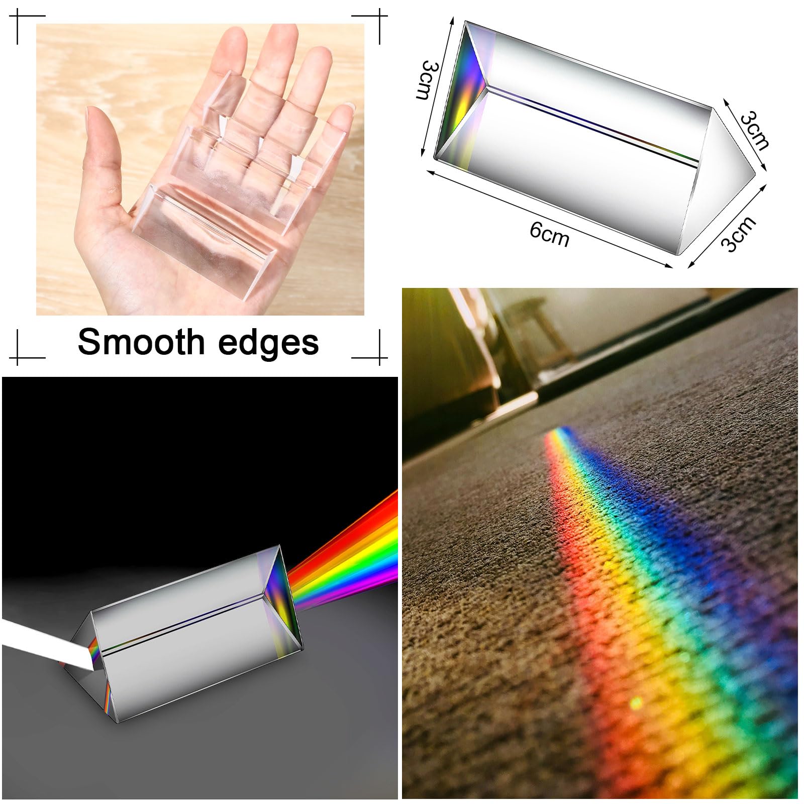 Physics Teaching Tools SiliFine 24 Pack Optical Glass Prisms - 2.5 Inch ...