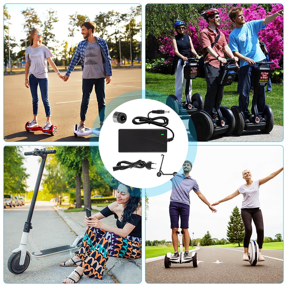 Caricatore Monopattino Elettrico, 42V 2A AC Caricatore Hoverboard, Caricabatterie Adattatore di Alimentazione, per Scooter Elettrico, Bici Equilibrata, Hoverboard, Bicicletta Elettrica (5.5*2.5mm)