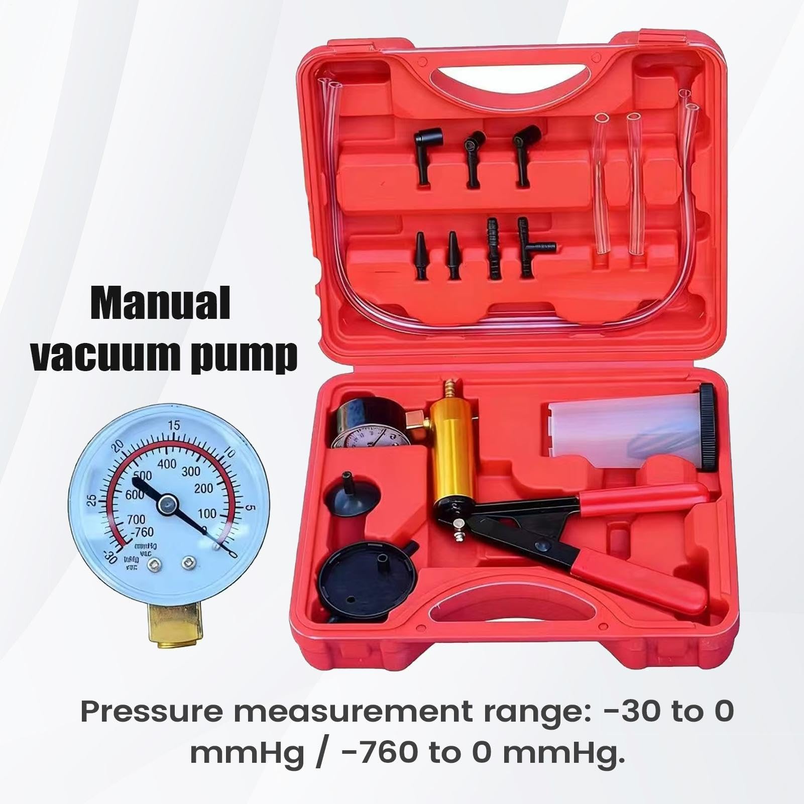 Bomba de Vacío Manual Conjunto De Bomba Extractora De Vacío Con Manómetro | Extractor para Cambio de y Líquido de Frenos para Taller Hogar Garaje Cambio Reparación Mantenimiento
