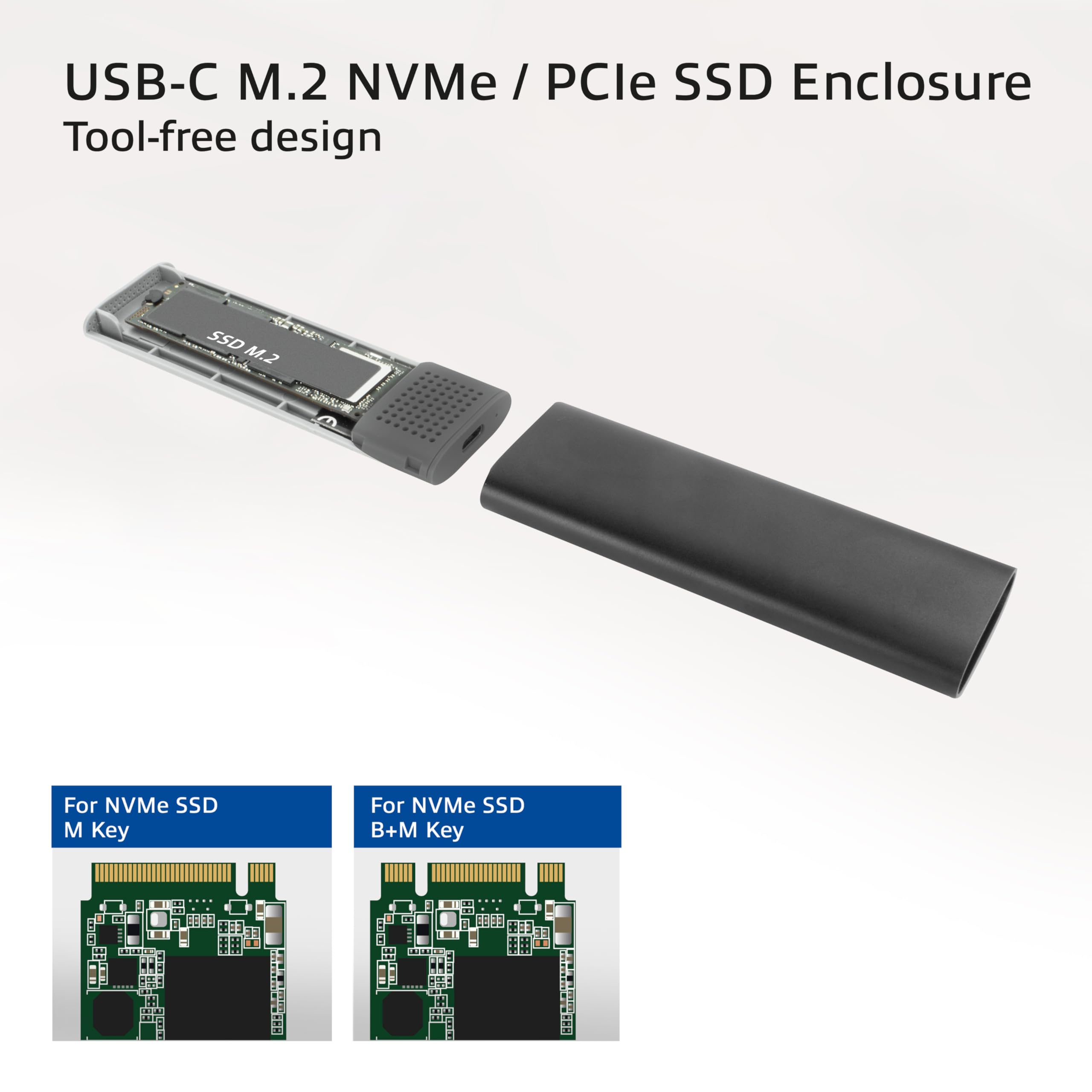 ACT AC1615 externe USB-C M.2 SATA en NVMe SSD behuizing