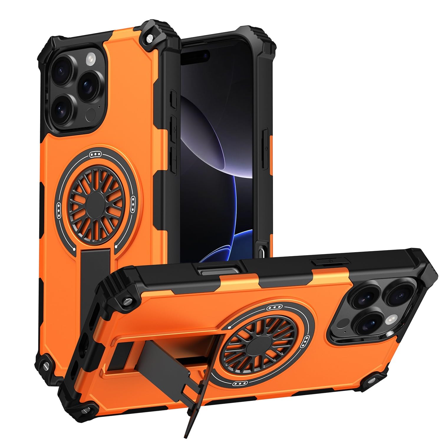 Coque orange iPhone 11 avec support pour appels vidéo mains libres - 8
