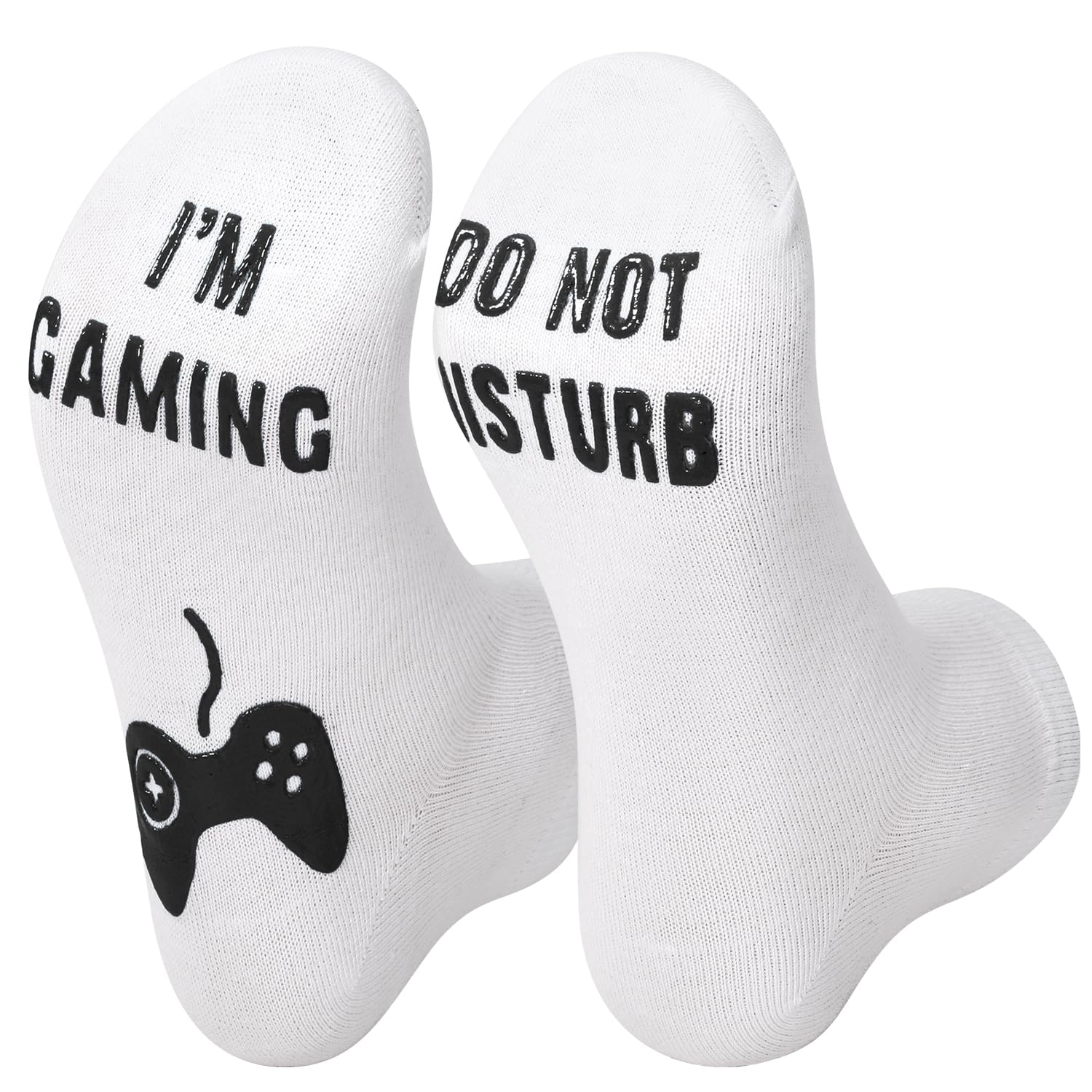 Vinsani Men's White Vinsani® 'Do Not Disturb, I'm Gaming' Funny Gamer Ankle Socks | Comfortable Cotton Blend With Non-Slip Grip | Novelty Socks For Gaming Enthusiasts Teens & Adults Casual Wear Game Marathons